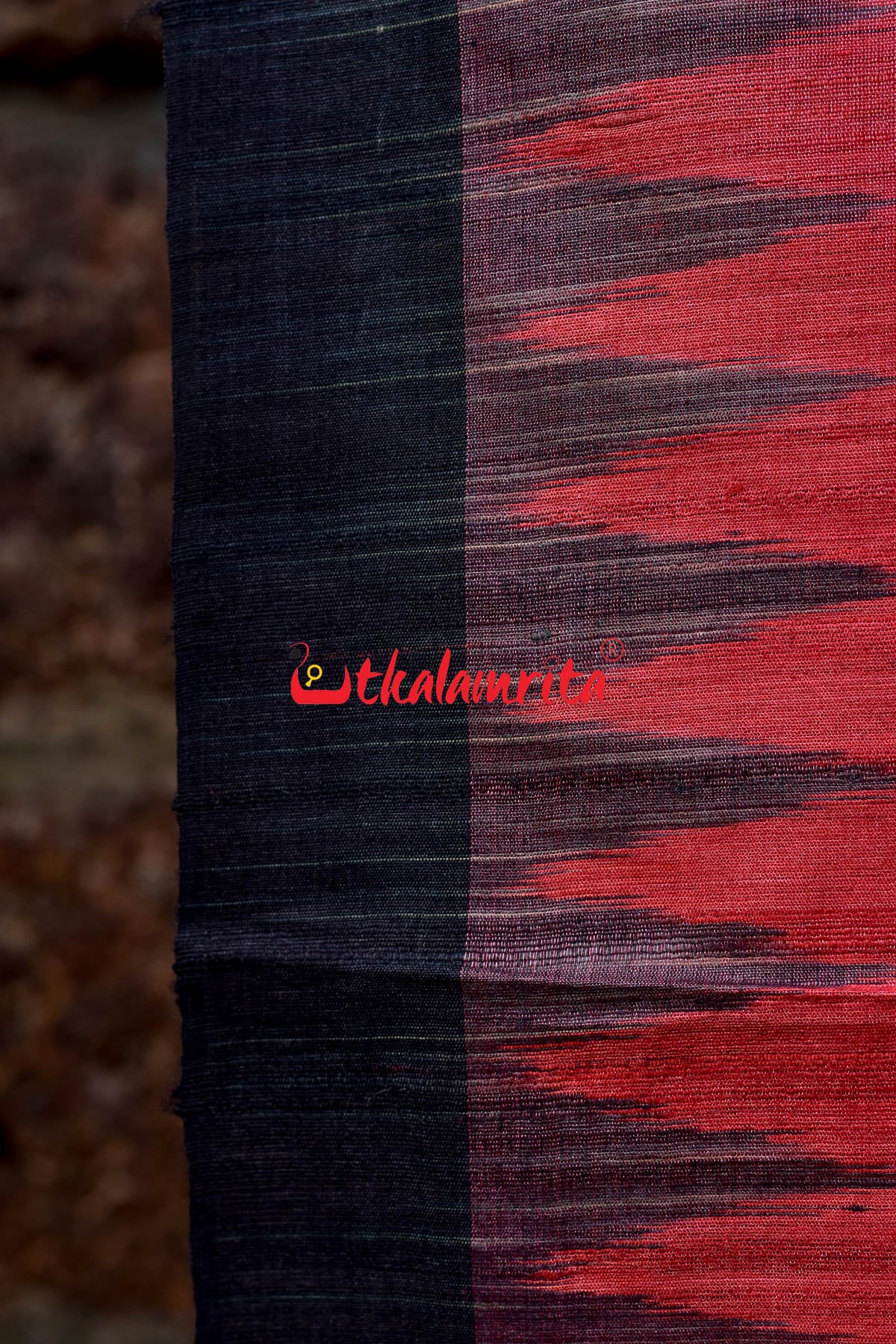 Red Black Fine With Hearts Tussar Saree