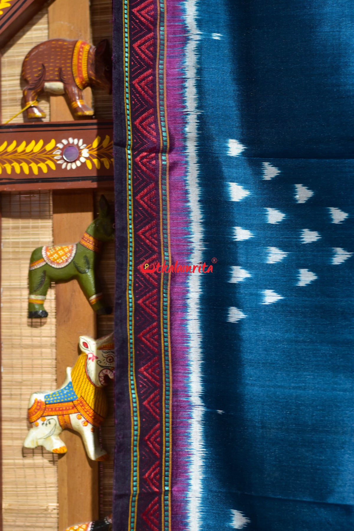 Blue Wine Chita Dongria Silk Saree