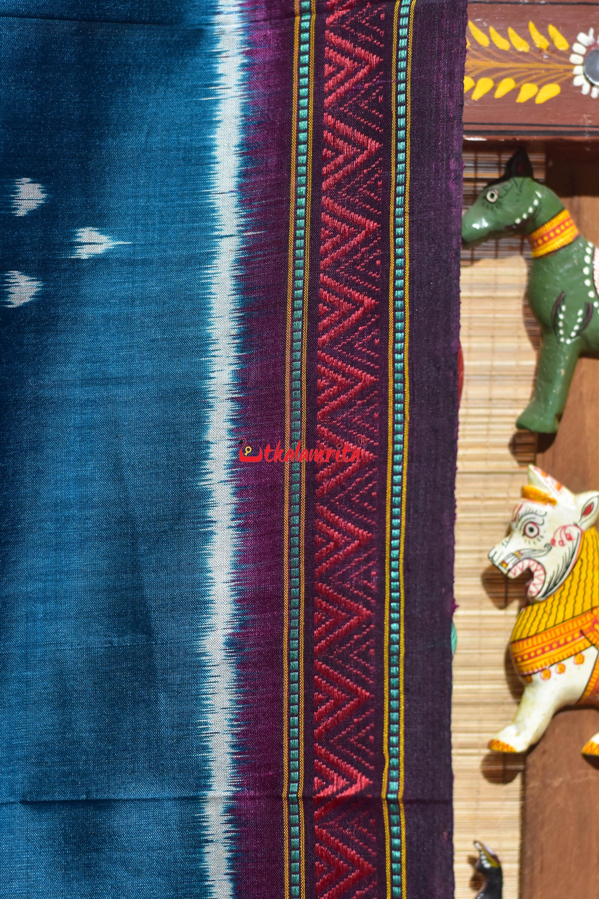 Blue Wine Chita Dongria Silk Saree