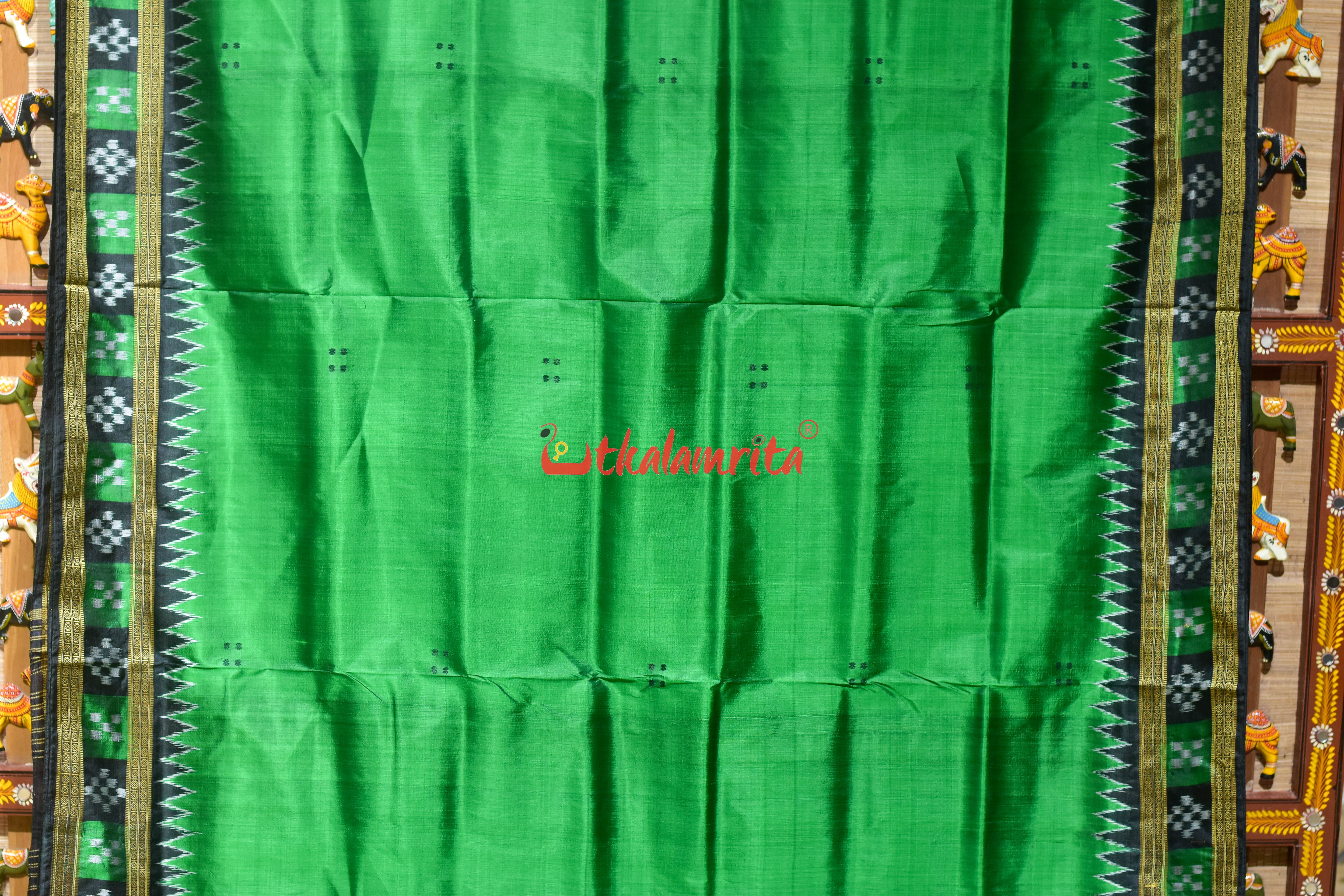 Green Kuthi Border Pasapali Khandua Silk Saree