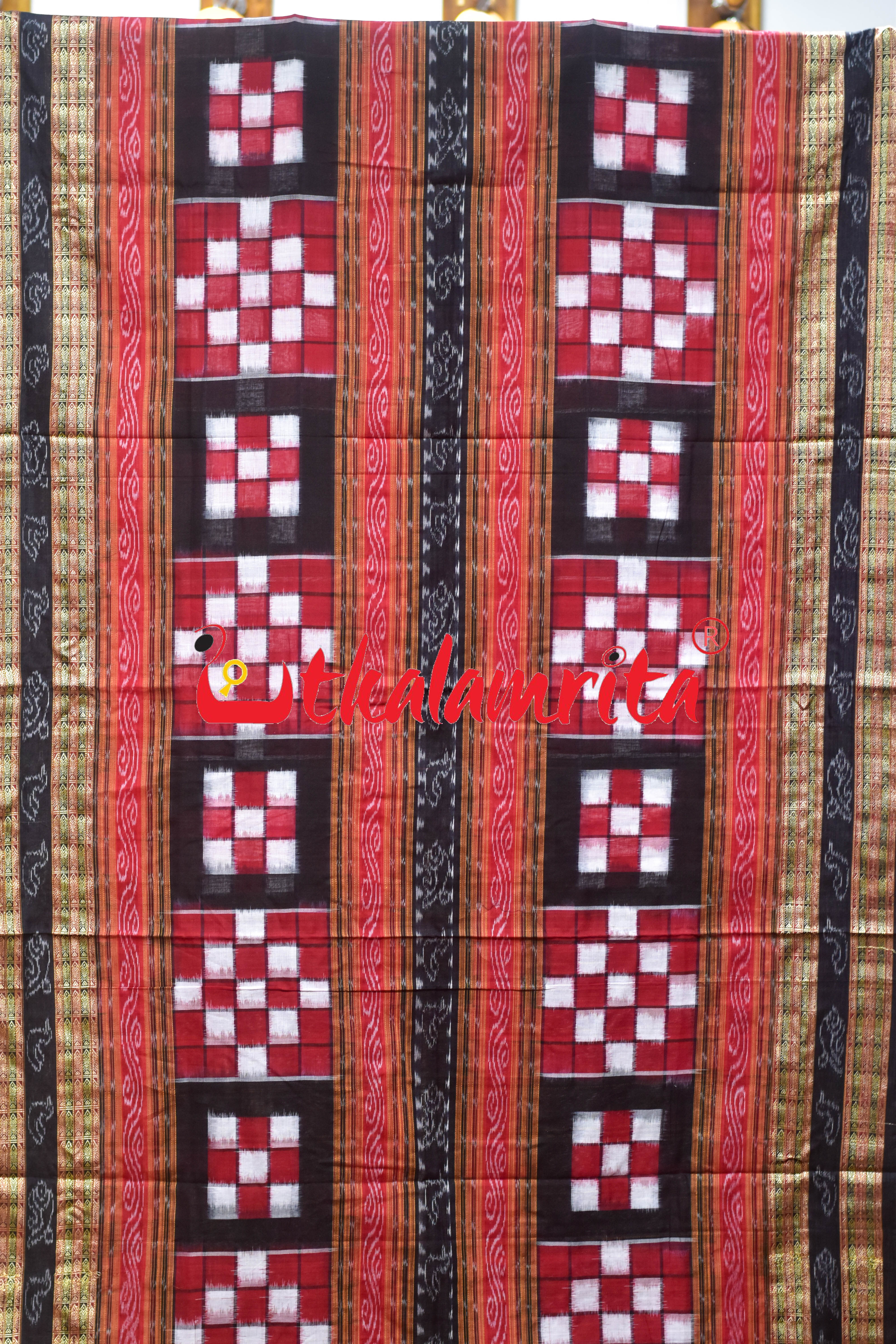 Red Black Bichitrapuri Sambalpuri Cotton Saree
