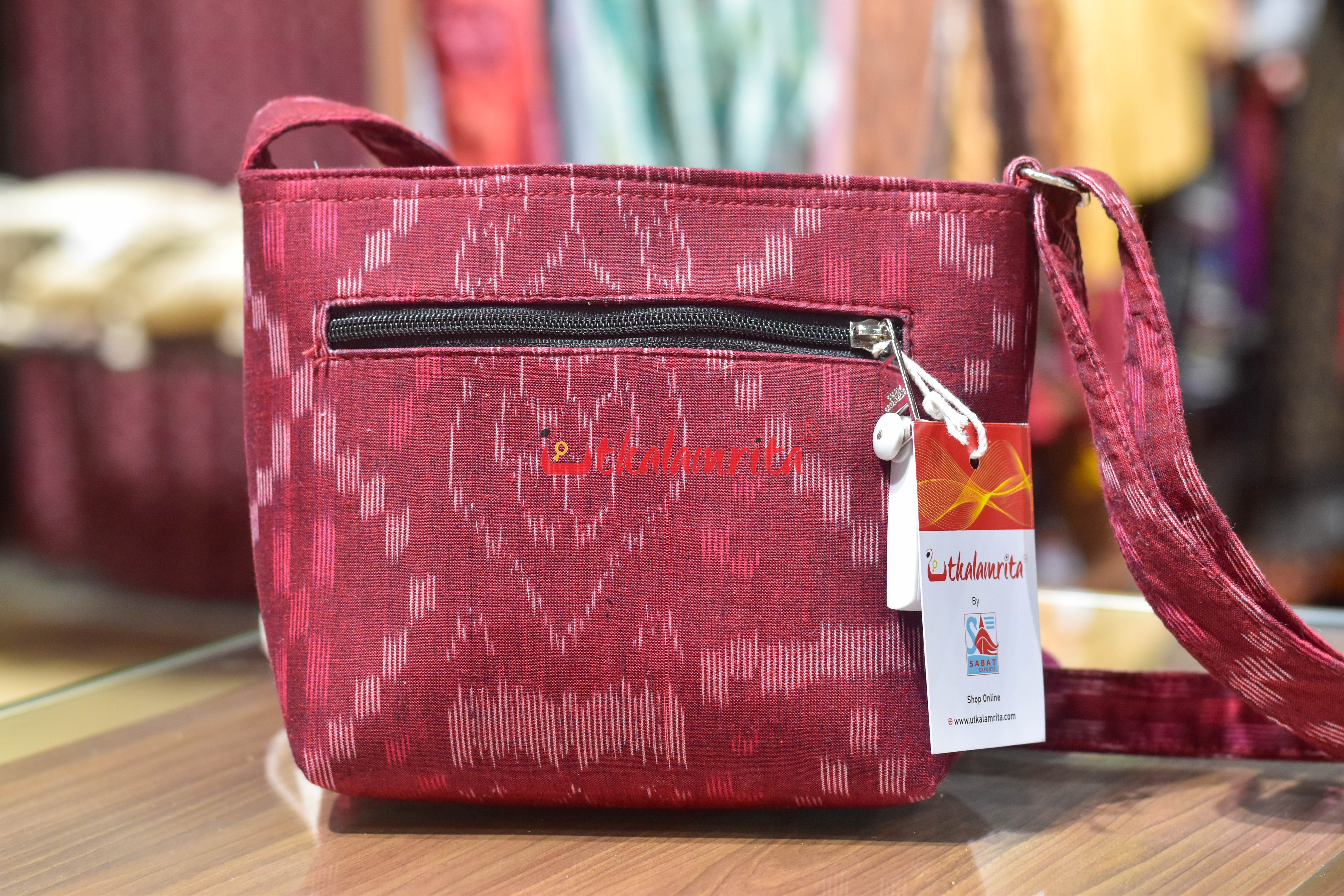 Maroon Tetris Small Sling Bag