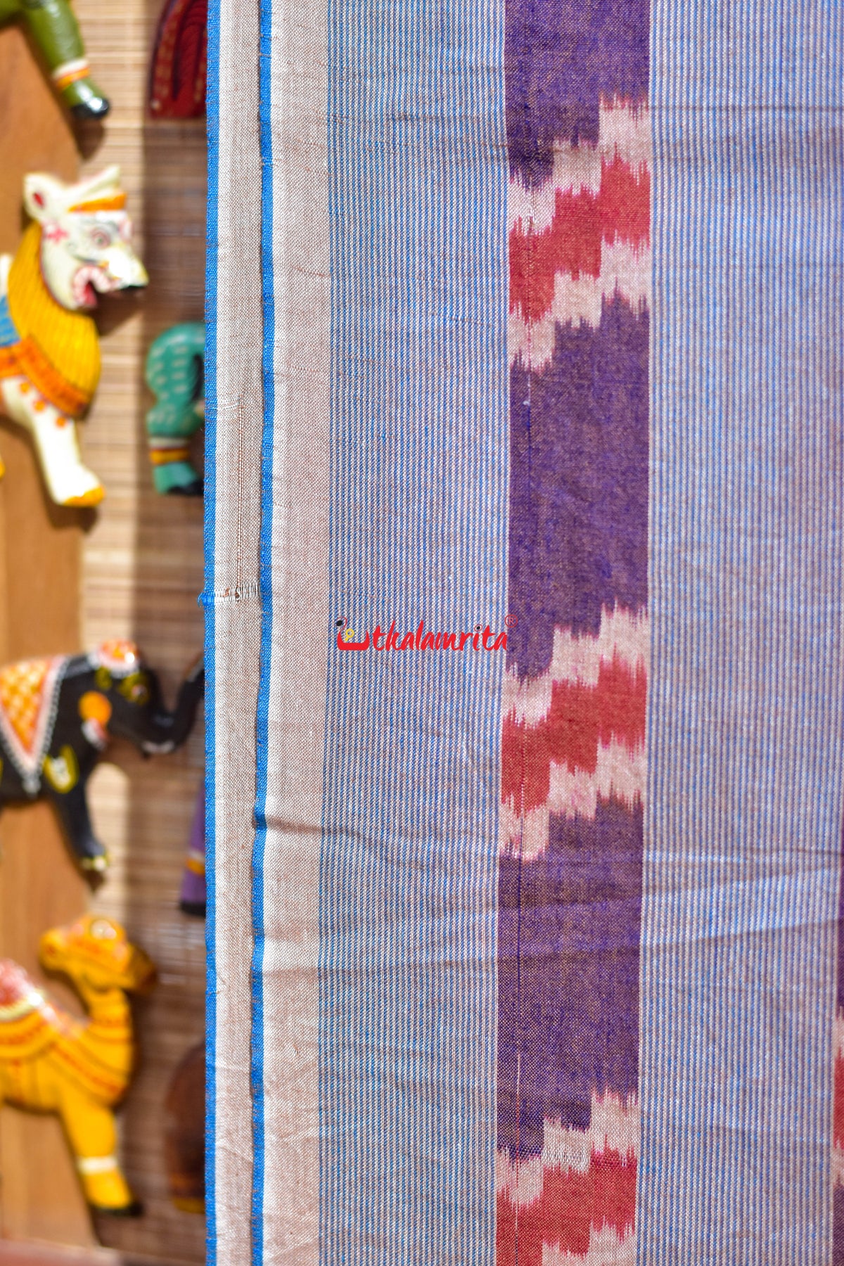 Dual Shade Purple Golden Grey Red Maa Anchal Designer Cotton Saree