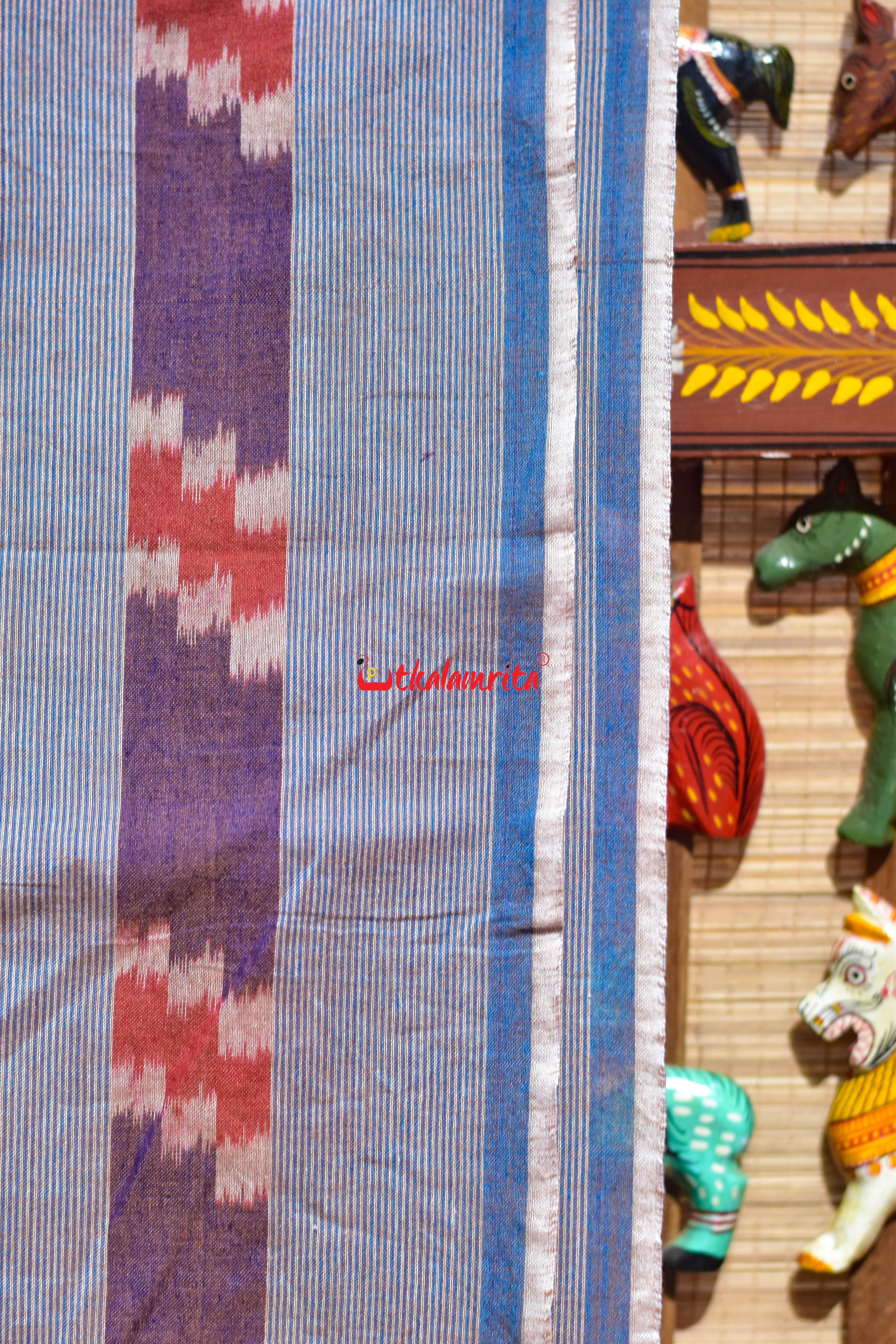 Dual Shade Purple Golden Grey Red Maa Anchal Designer Cotton Saree