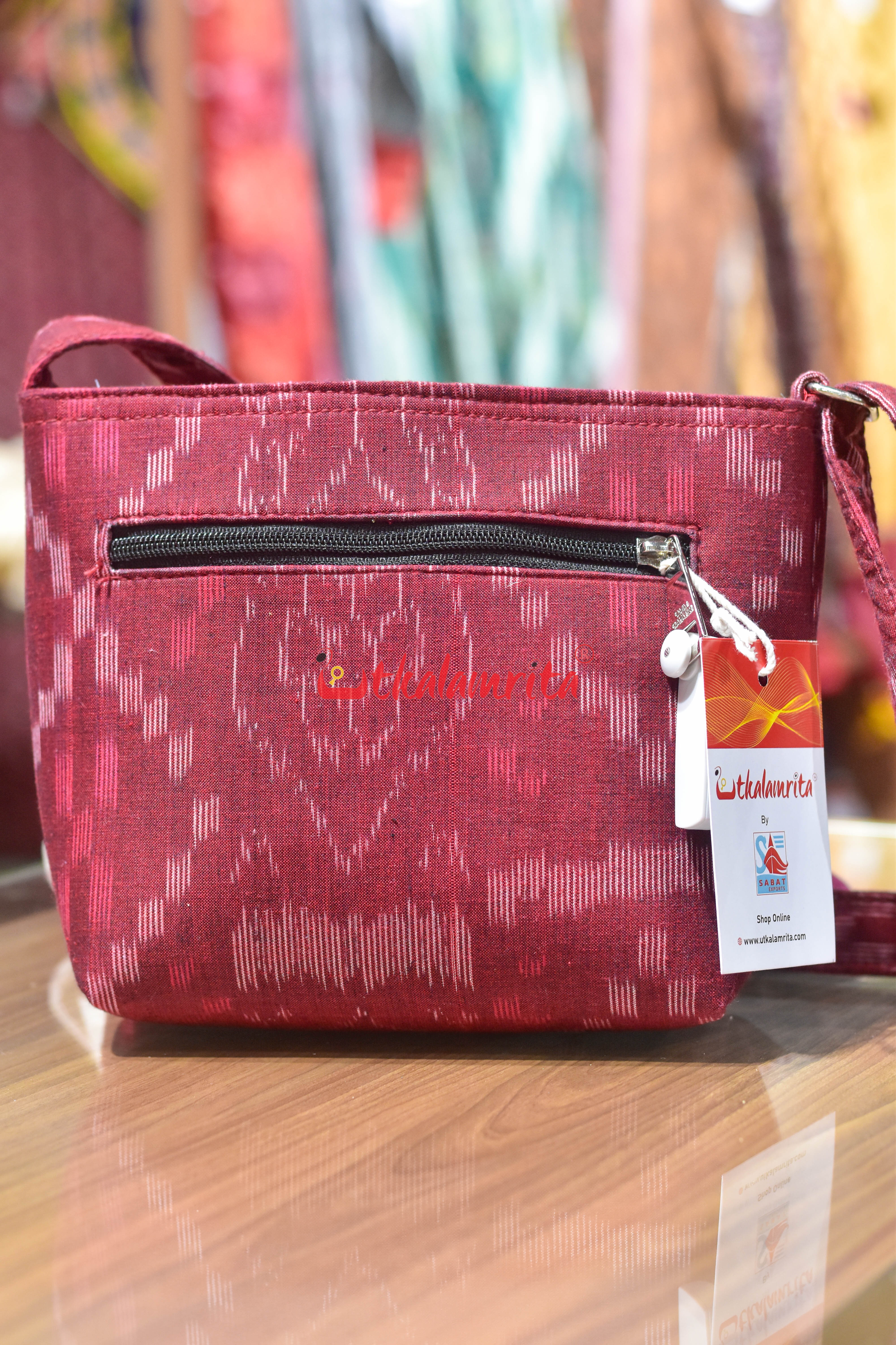 Maroon Tetris Small Sling Bag