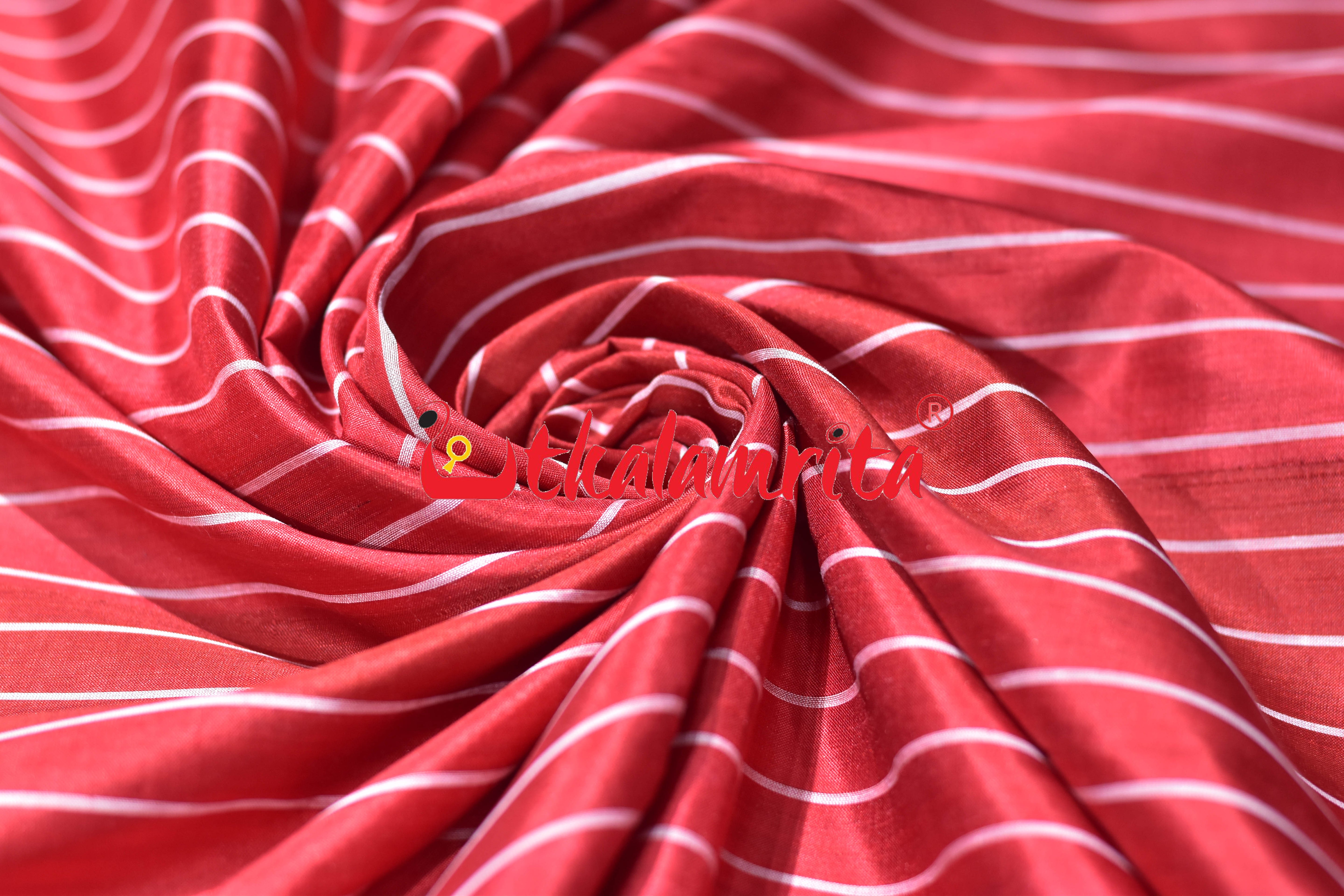 Red Vertical Lines Silk (Fabric)