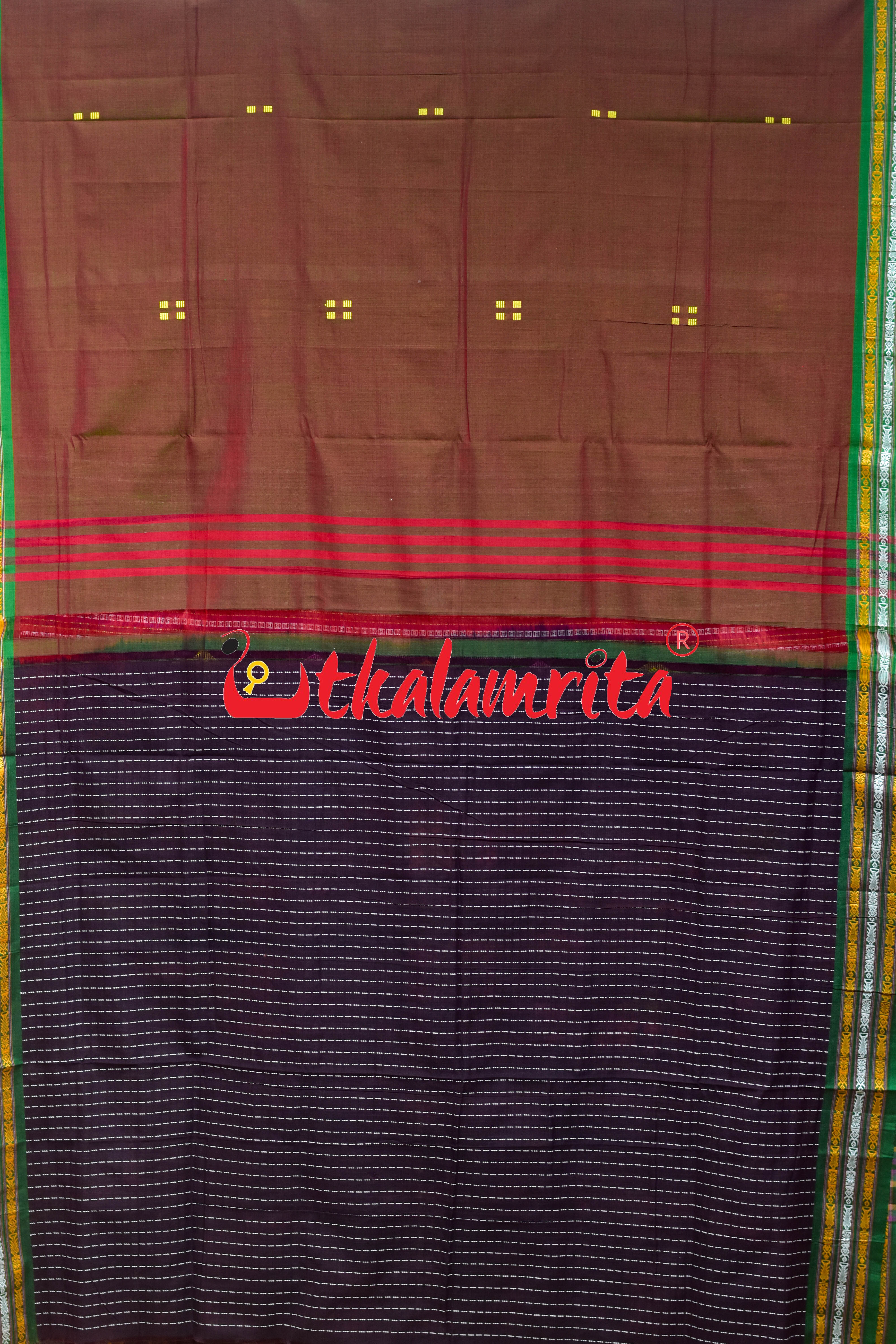 Green Buta Phula Anchal Dhalapathar Cotton Saree