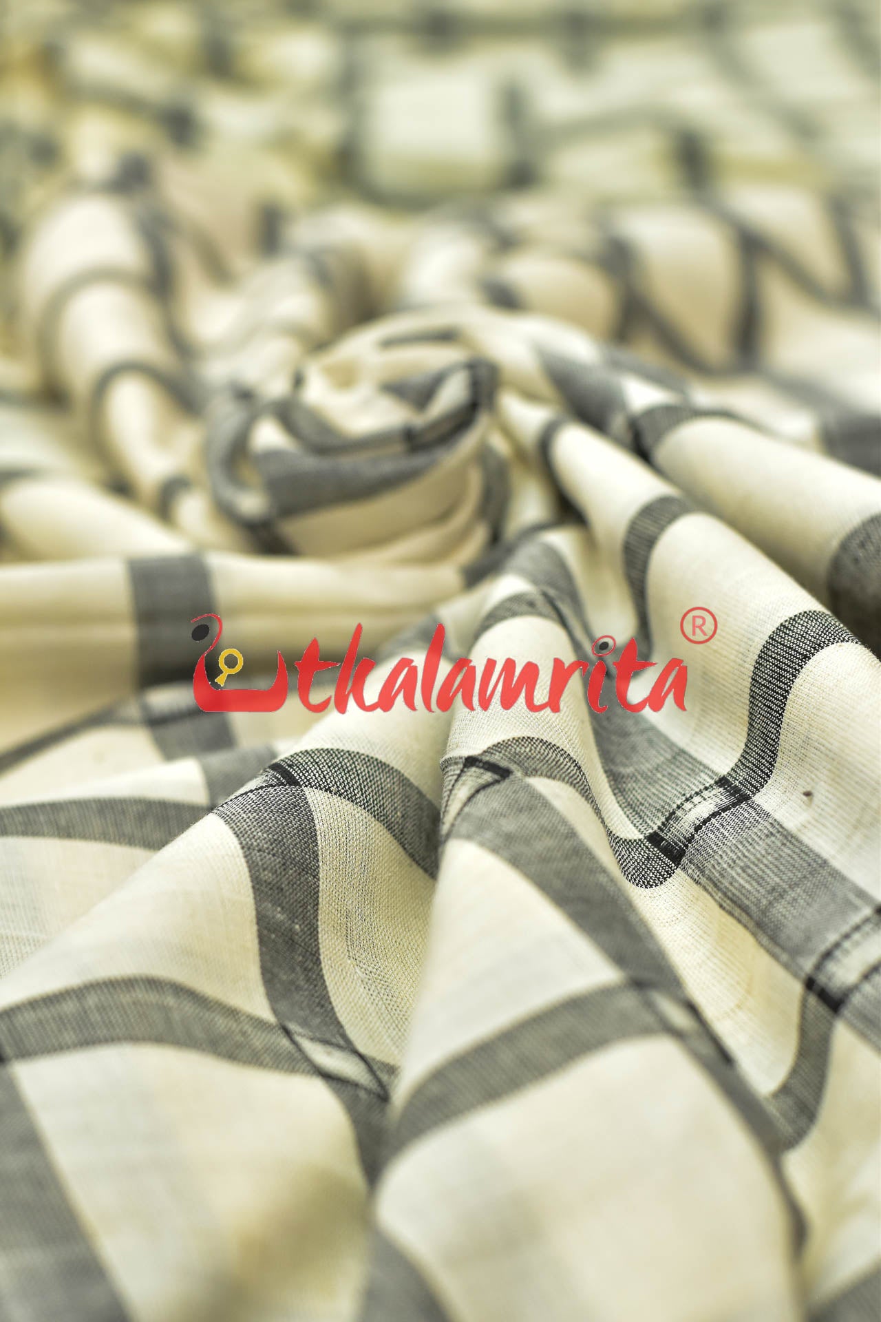 White Black Chequered Sambalpuri Cotton (Fabric)