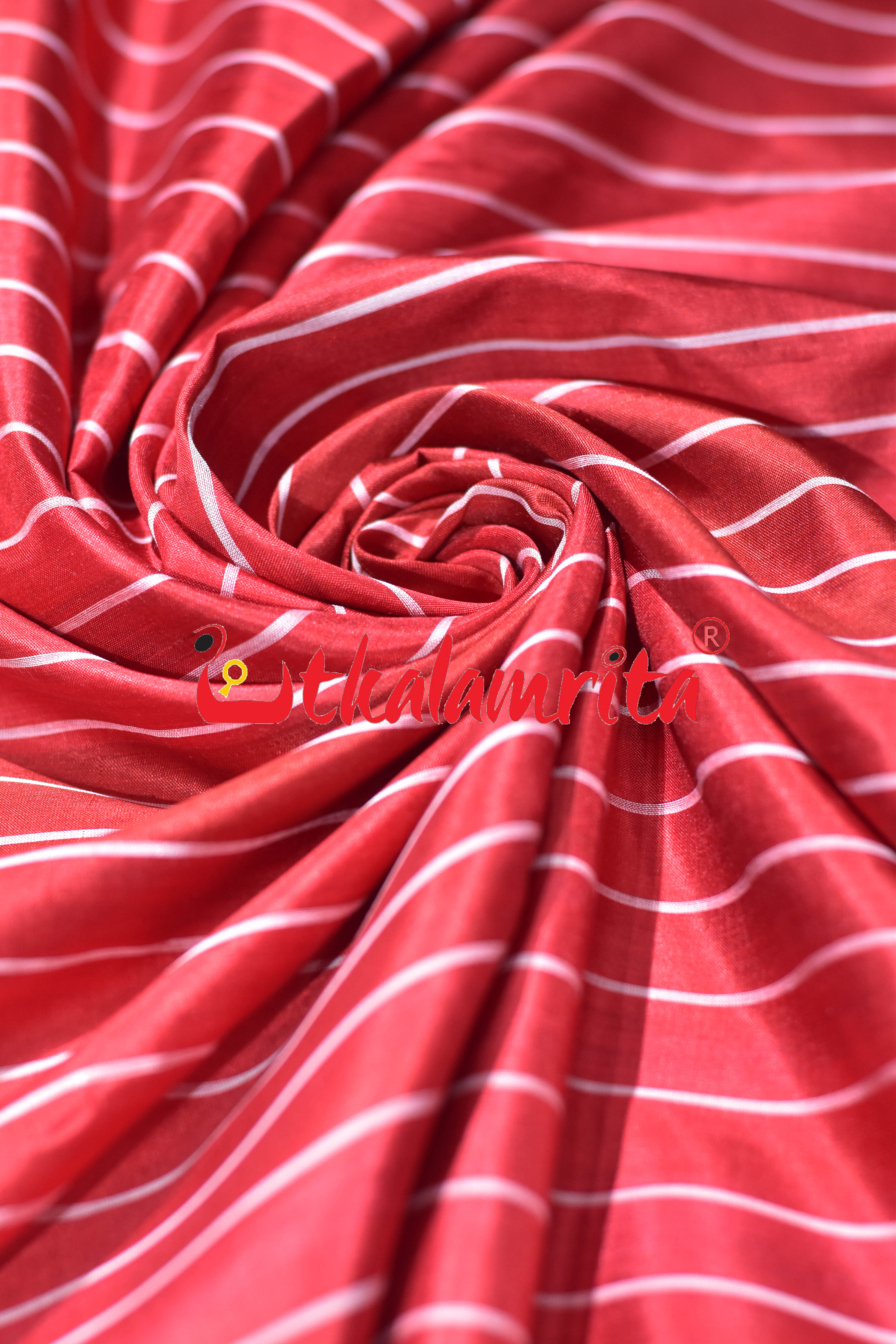 Red Vertical Lines Silk (Fabric)