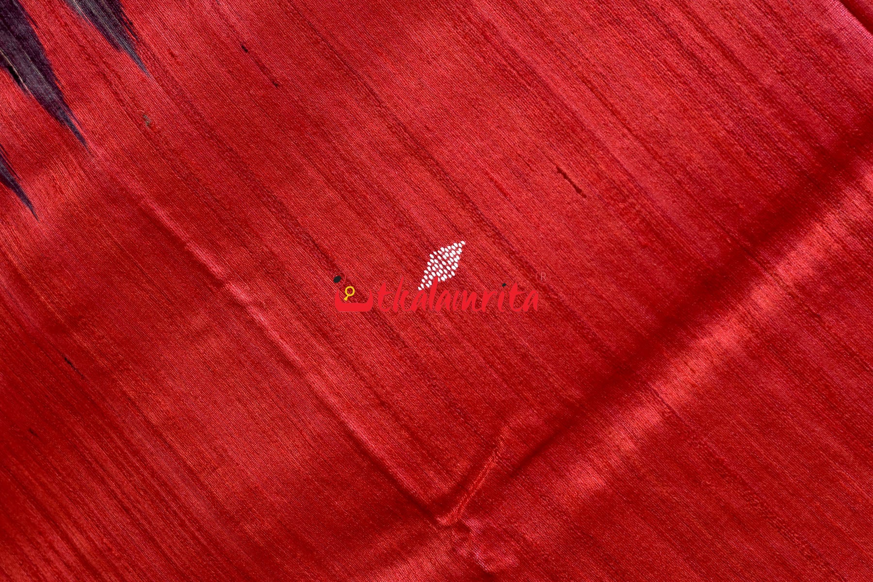 Red Black Fine With Hearts Tussar Saree