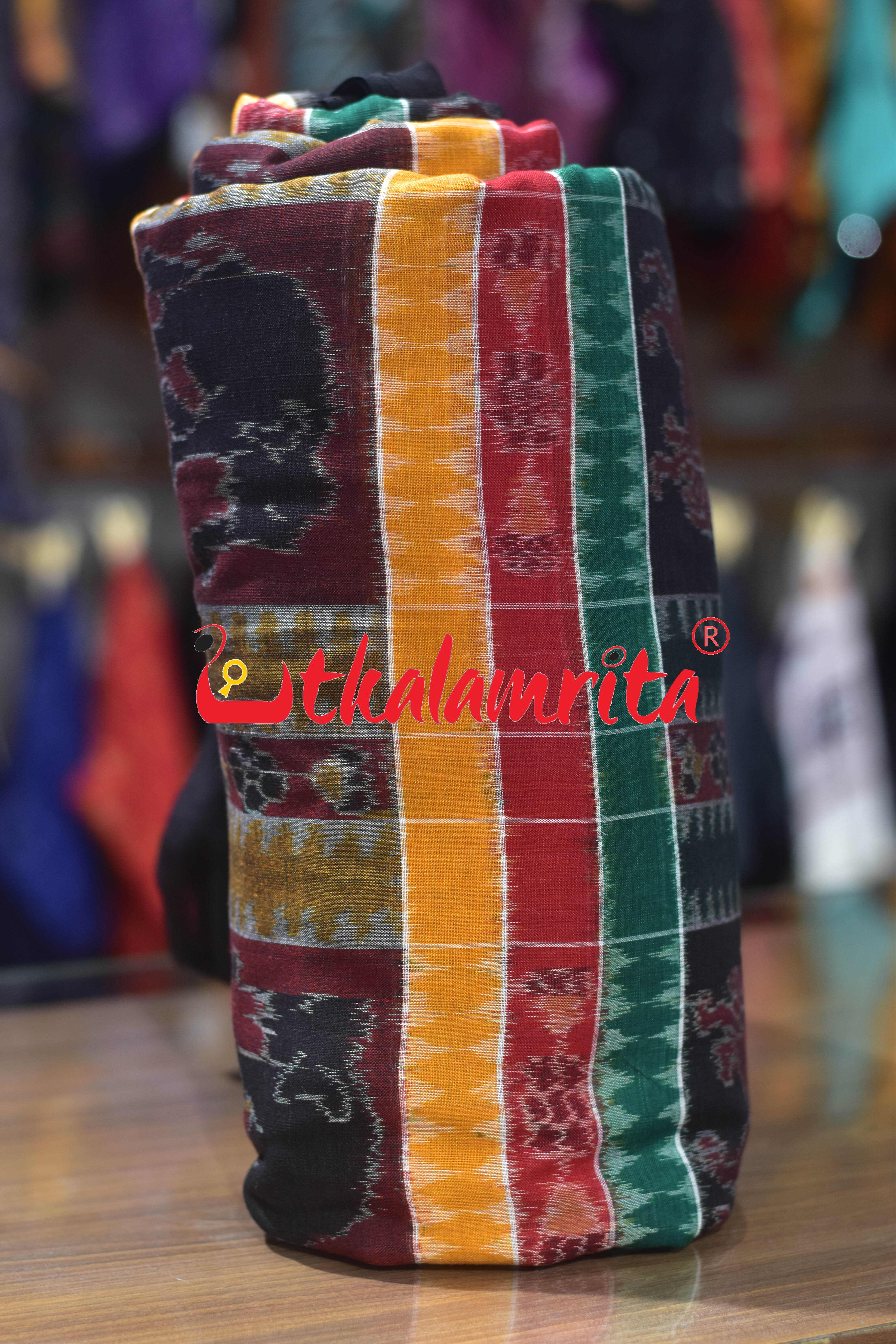 Green Red Gaja Singha Utkala Lakhmi (Fabric)