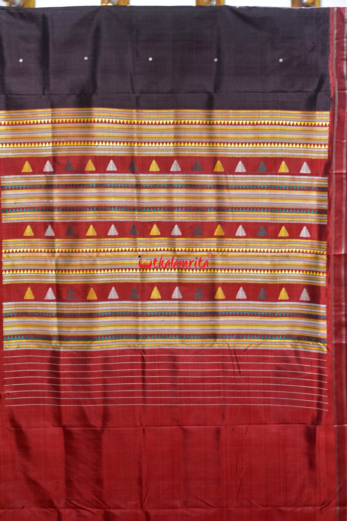 Coffee Red Phula Buti Dongria Silk Saree