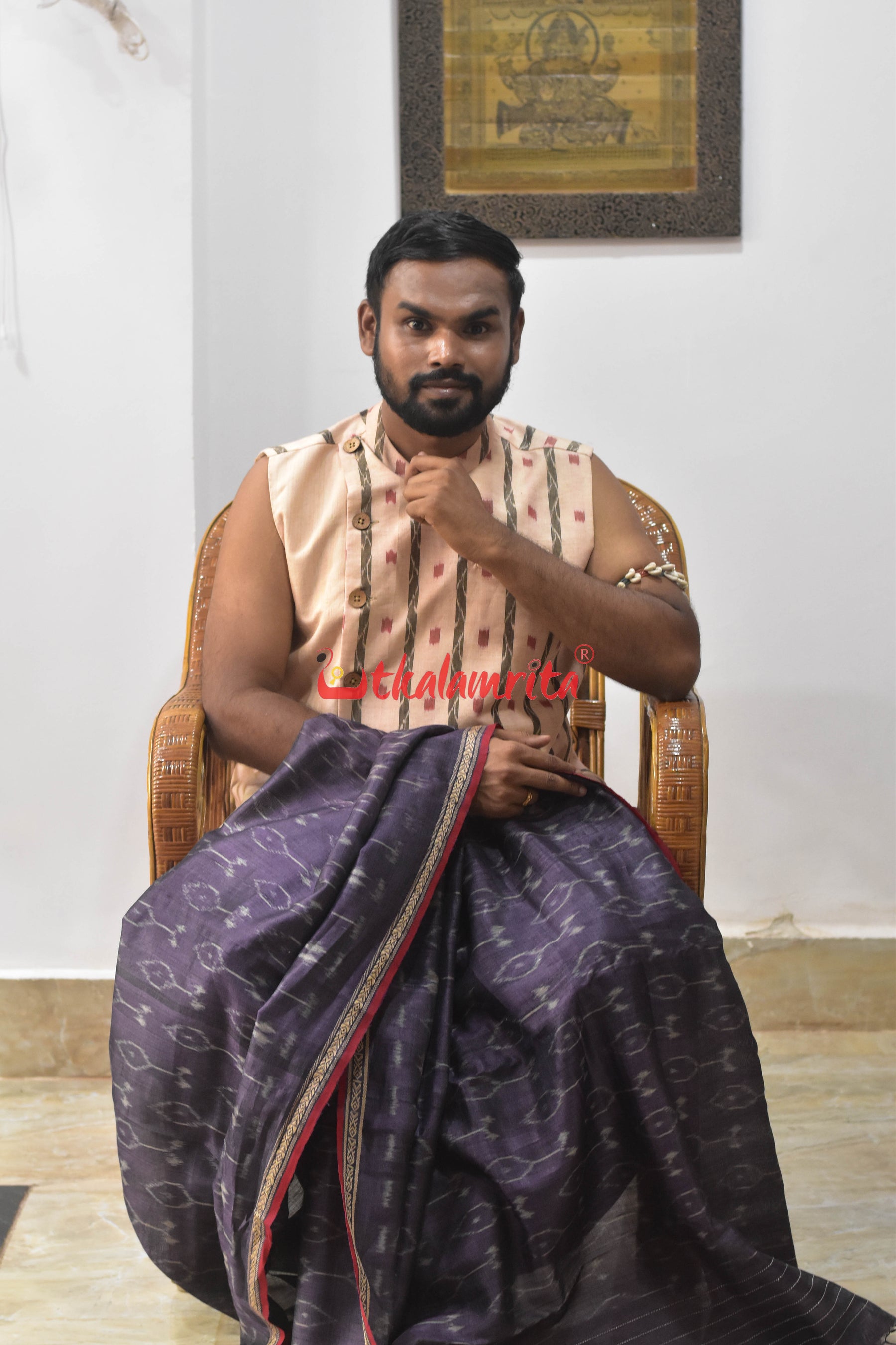 Double Anchal Body Ikat Tussar Silk Saree