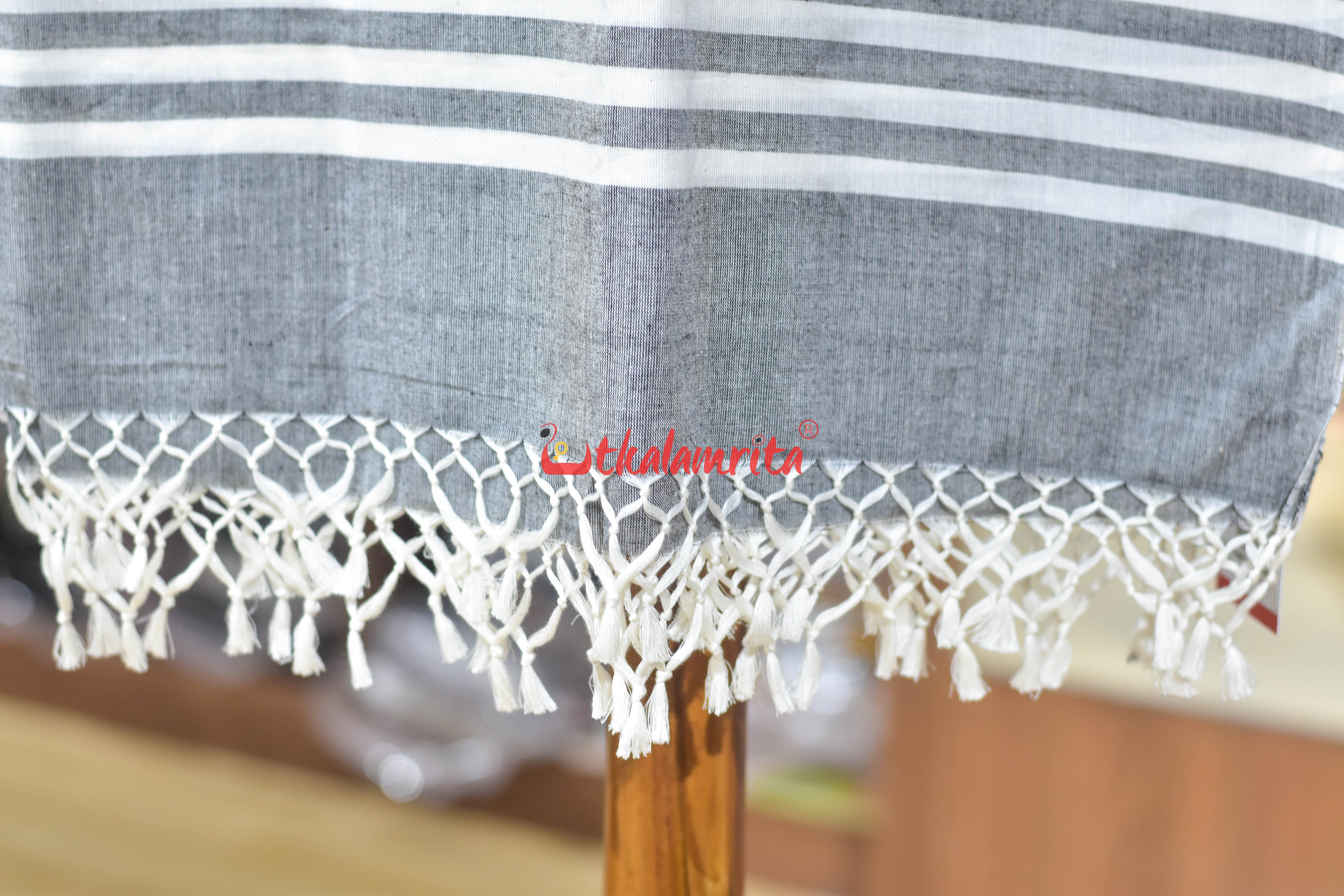 Single Ikat Pasapali Grey Cotton (Dupatta)