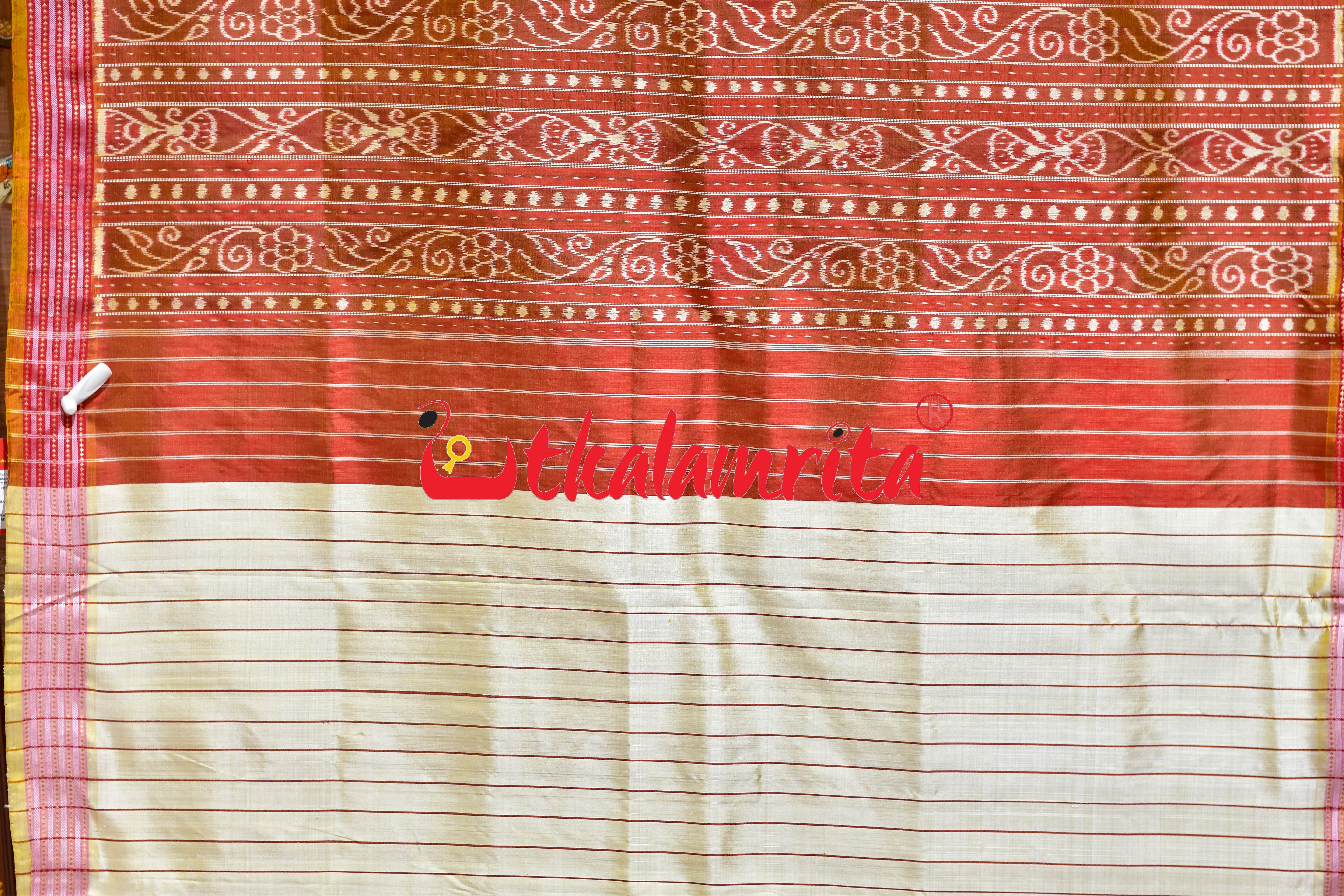 Rust Orange Khandua Silk Saree
