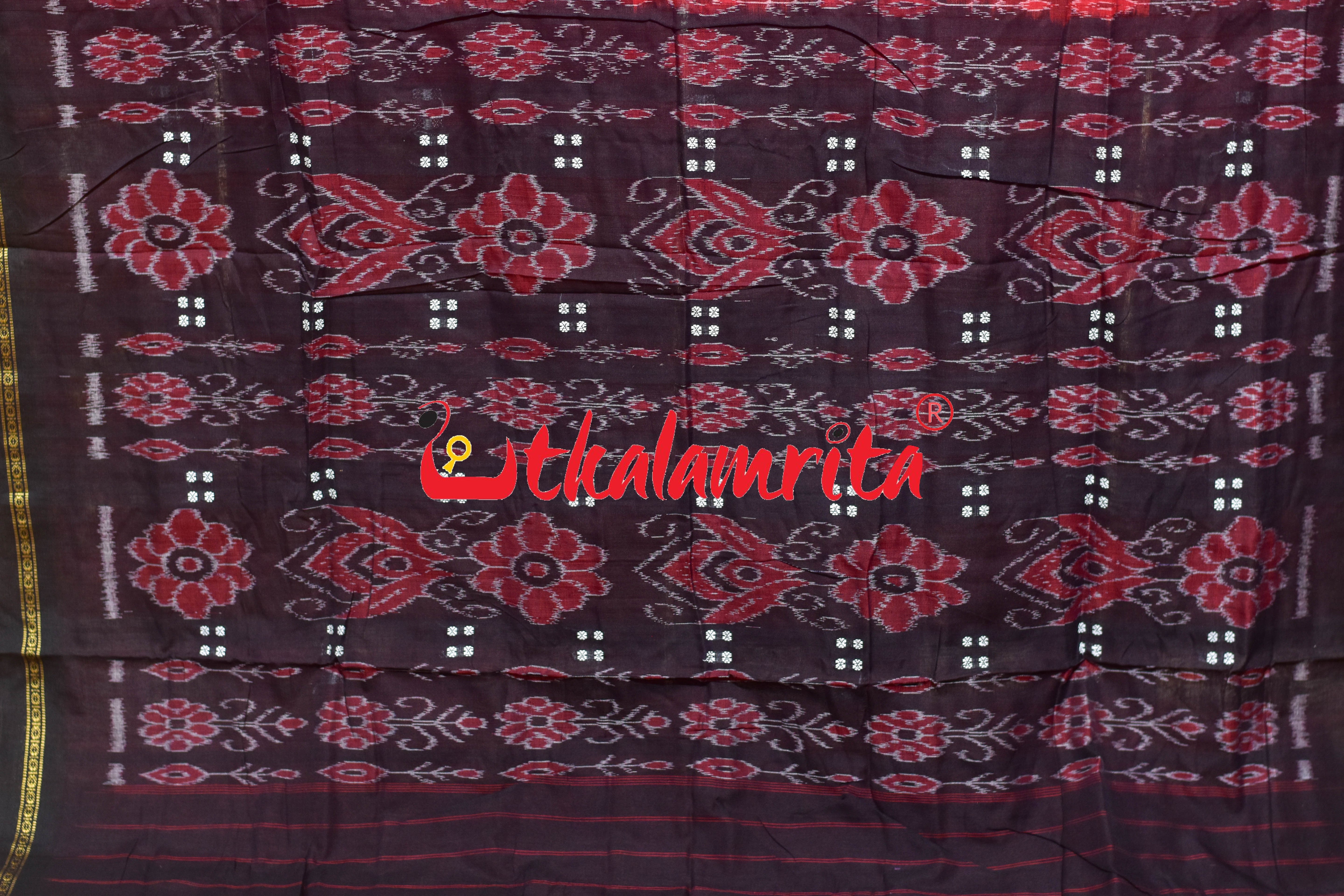 Red Black Ekphuliya Border Khandua Cotton Saree