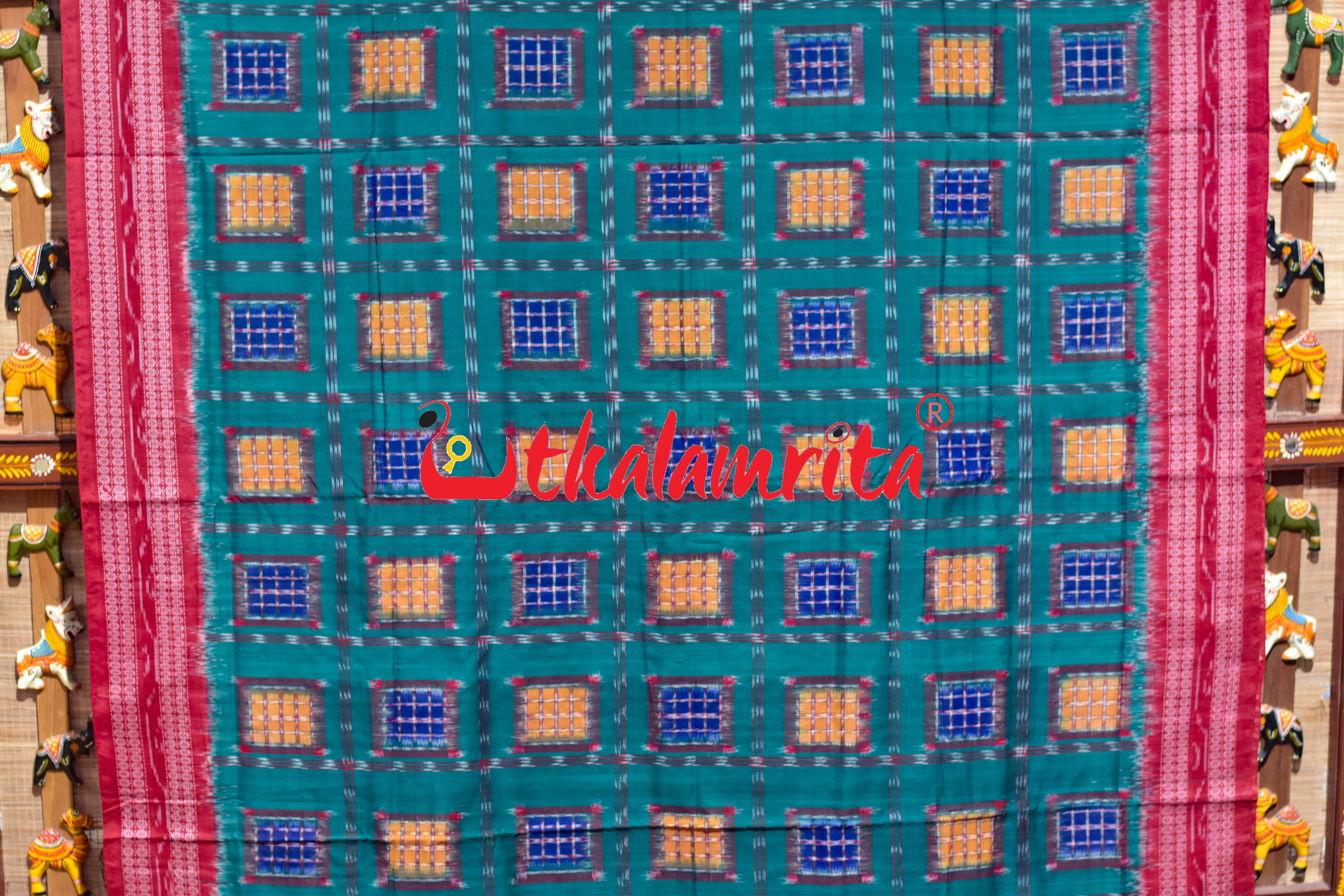 Green Red Aswini Sambalpuri Cotton Saree