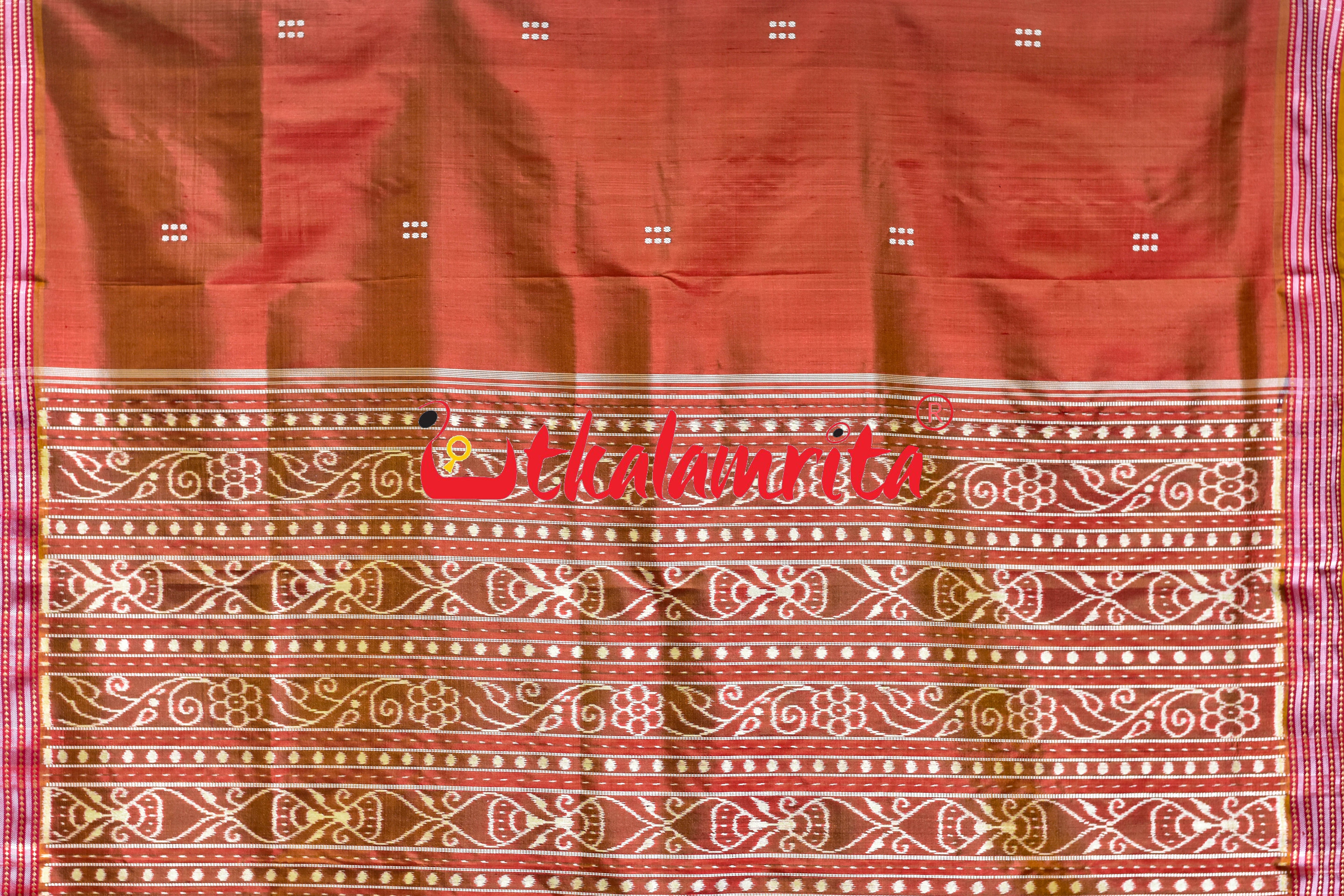 Rust Orange Khandua Silk Saree