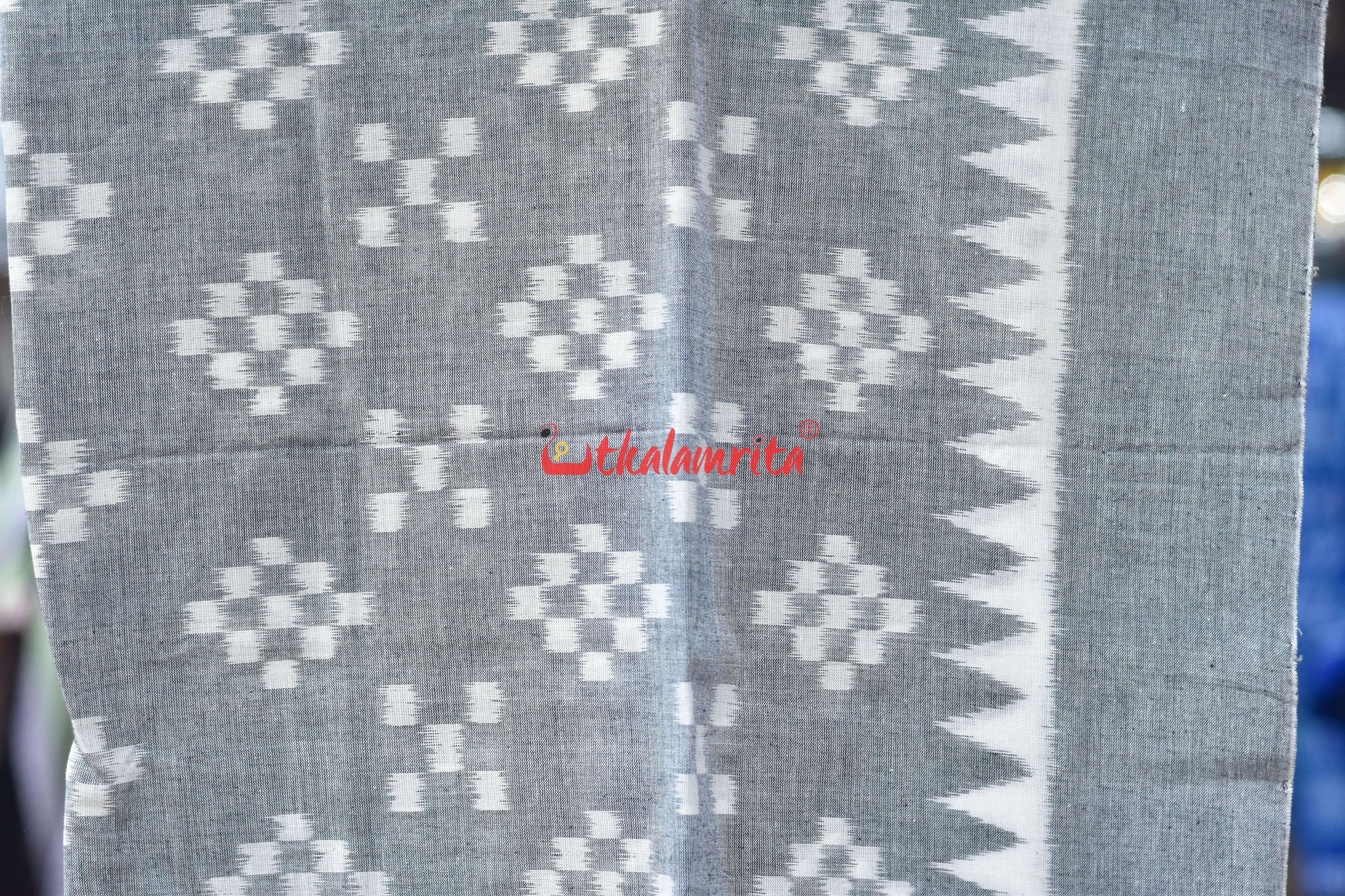 Single Ikat Pasapali Grey Cotton (Dupatta)