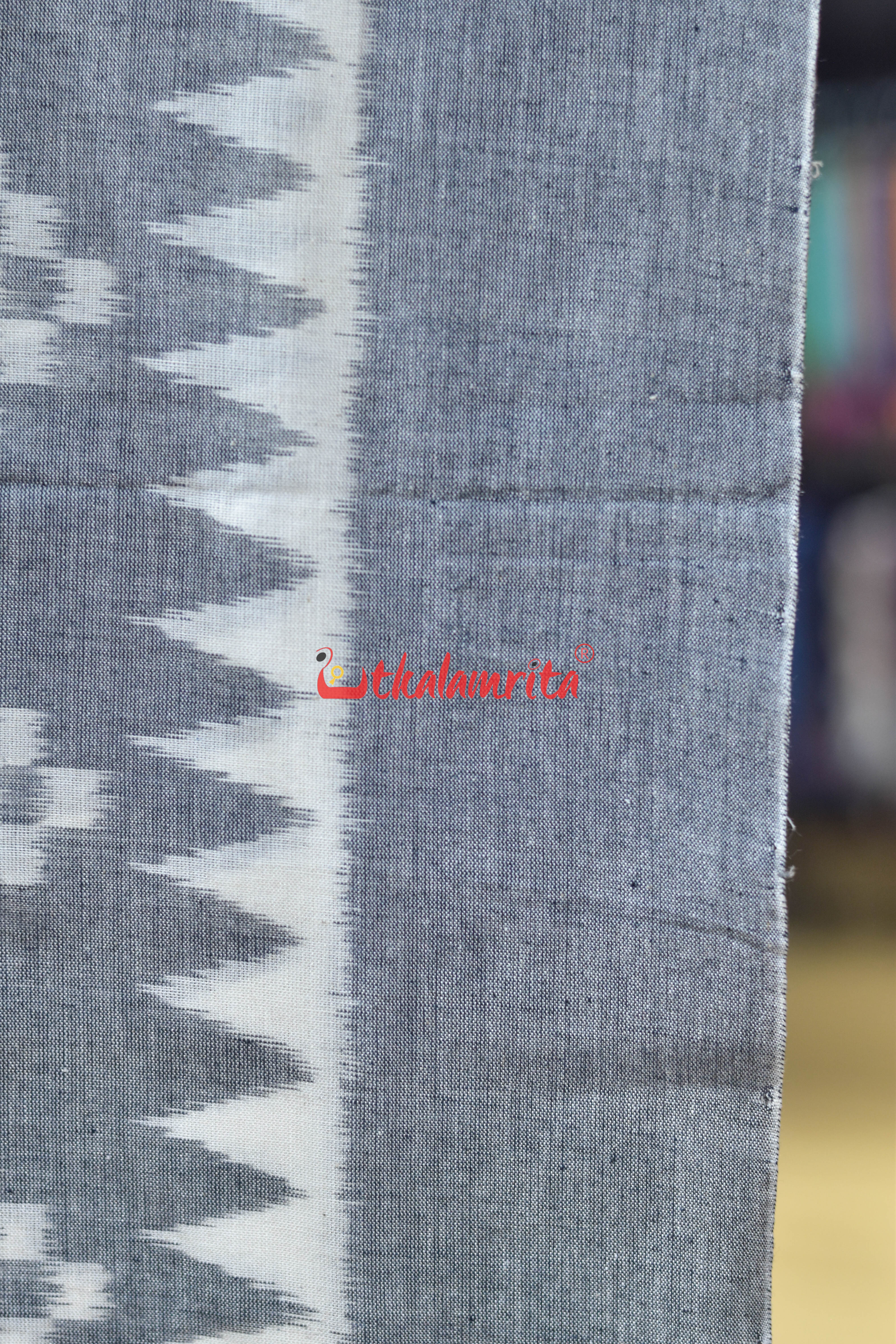Single Ikat Pasapali Grey Cotton (Dupatta)