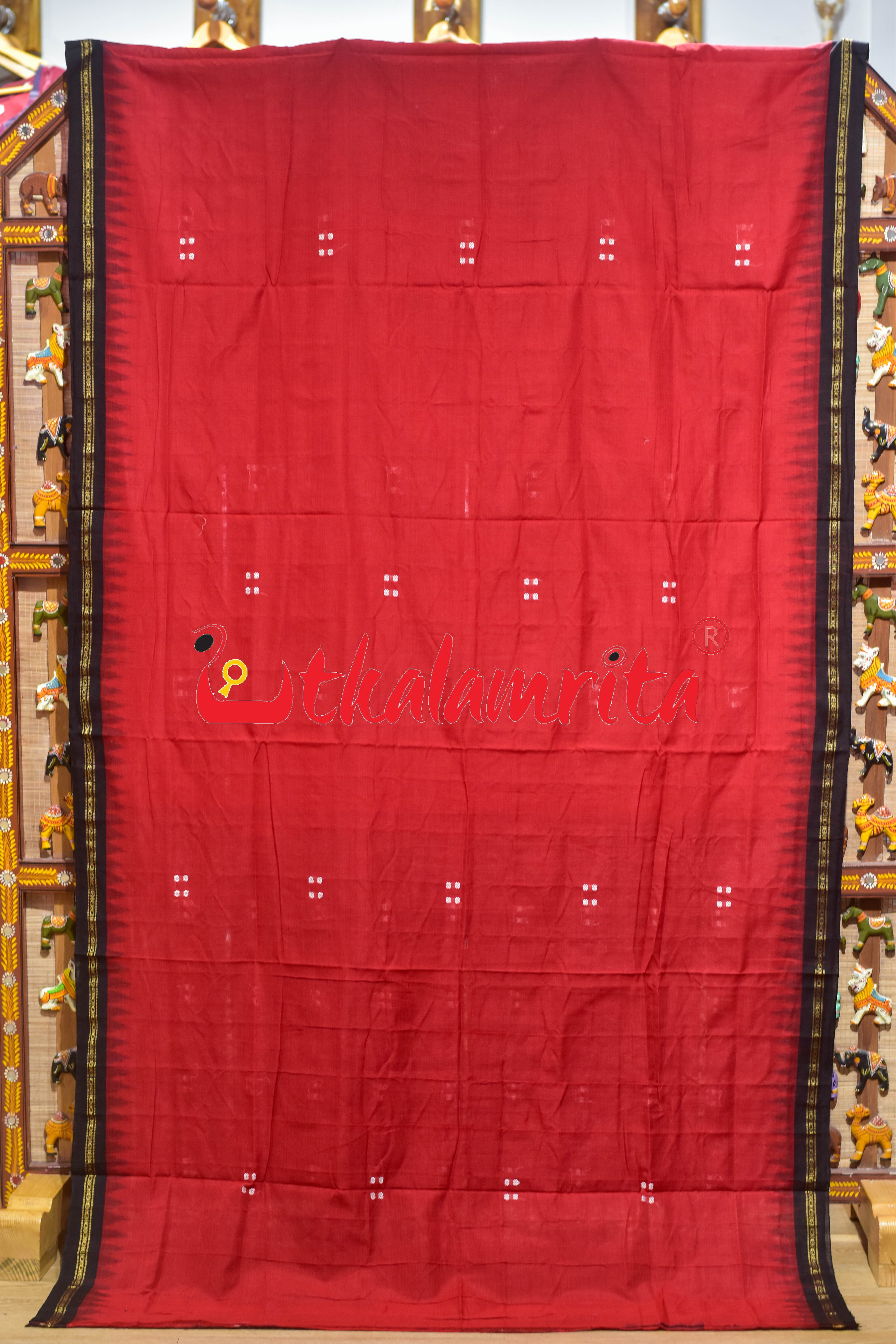 Red Black Ekphuliya Border Khandua Cotton Saree