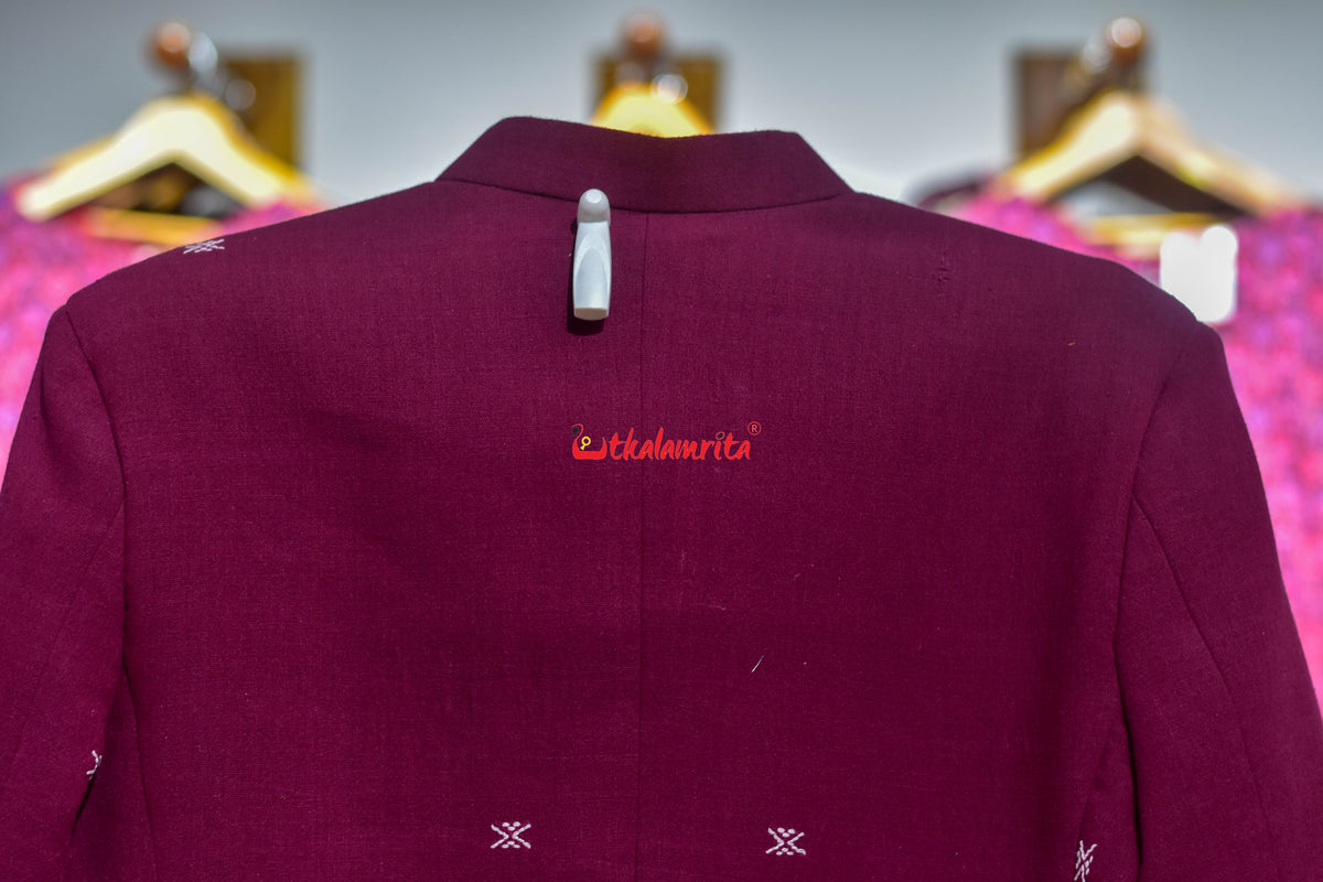 Maroon with white Buti (Men's Jodhpuri Coat)