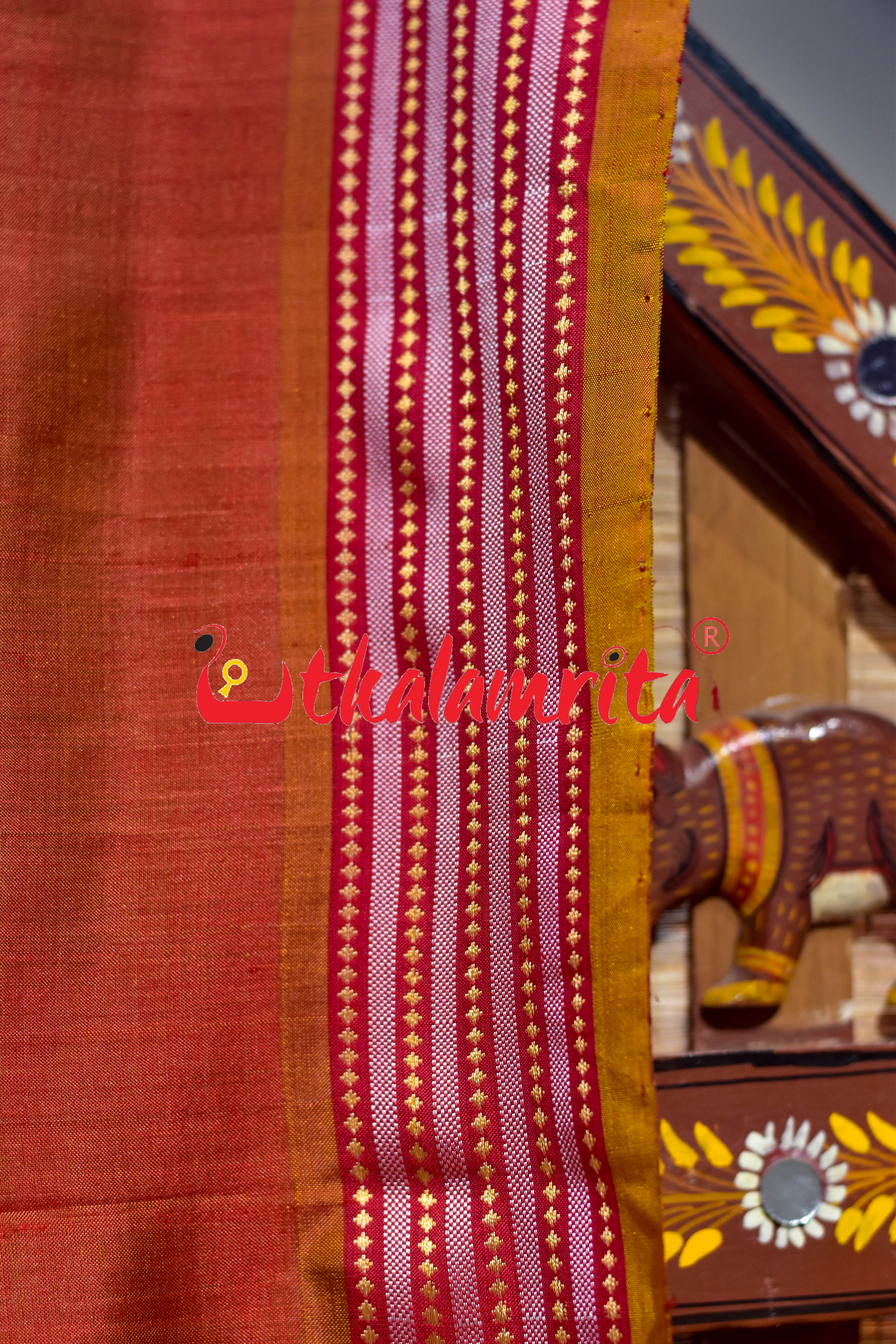 Rust Orange Khandua Silk Saree