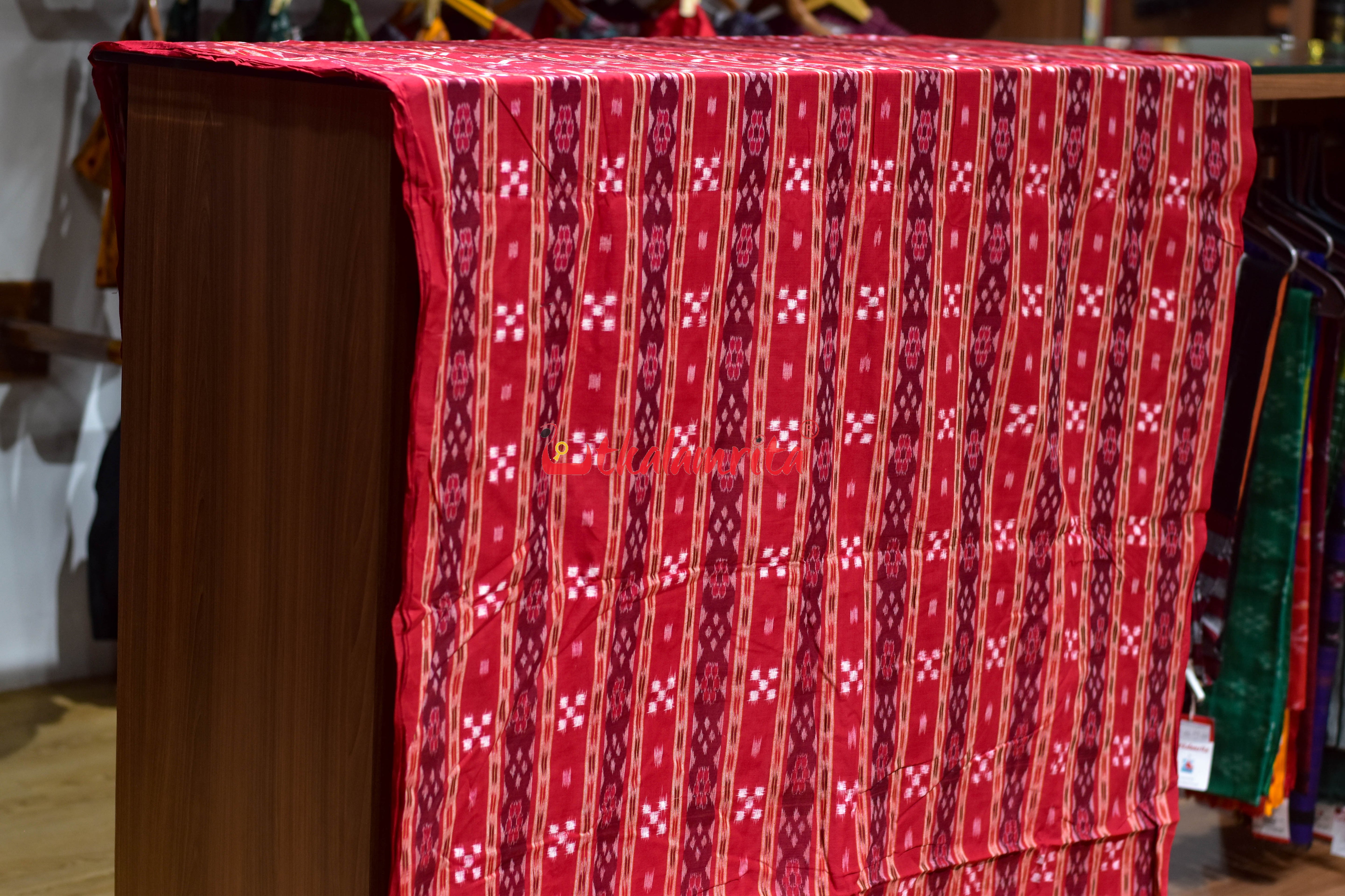 Red Flower Traditional Ikat Cotton (Fabric)