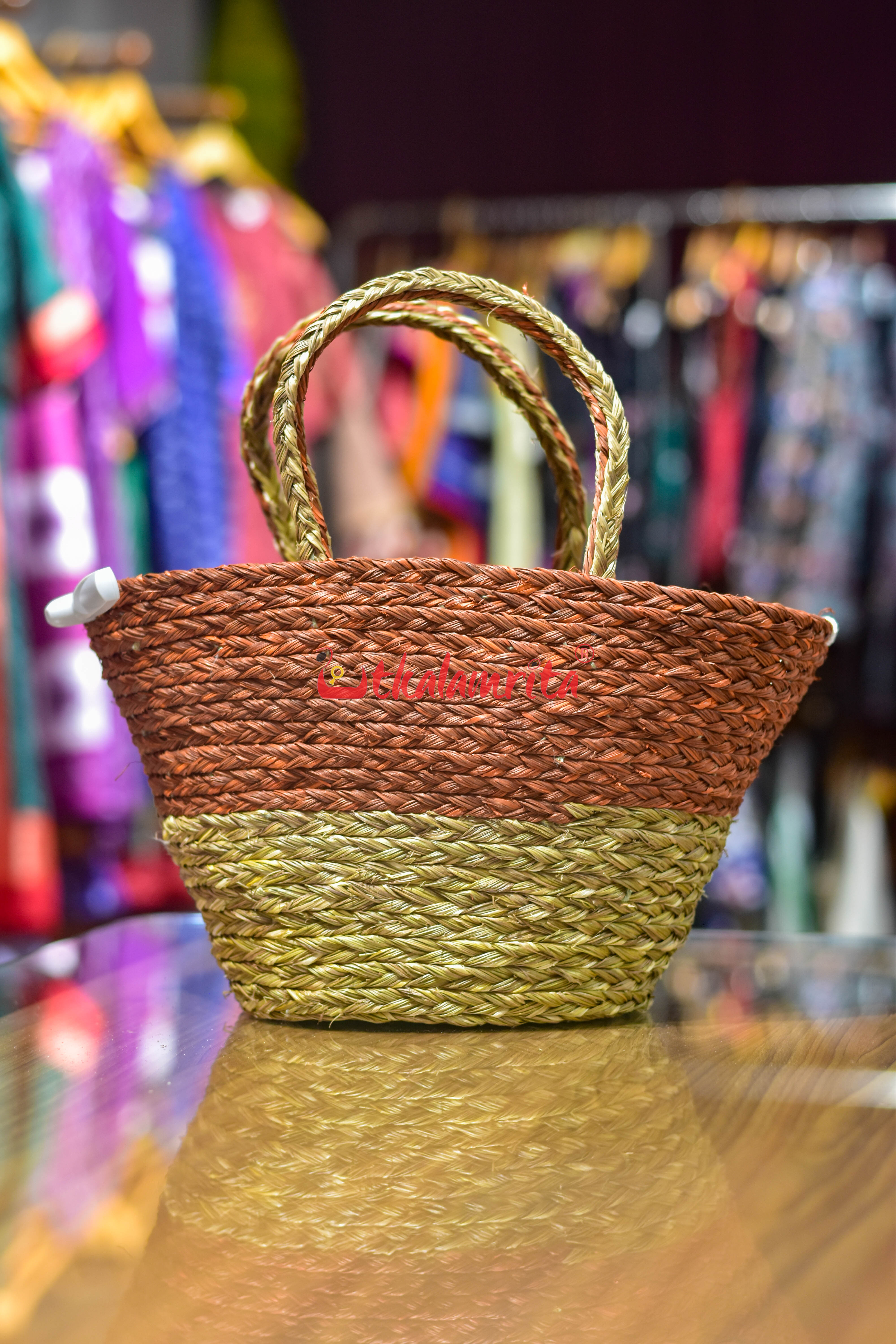 Sabai Grass Rust & Natural Tote Bag