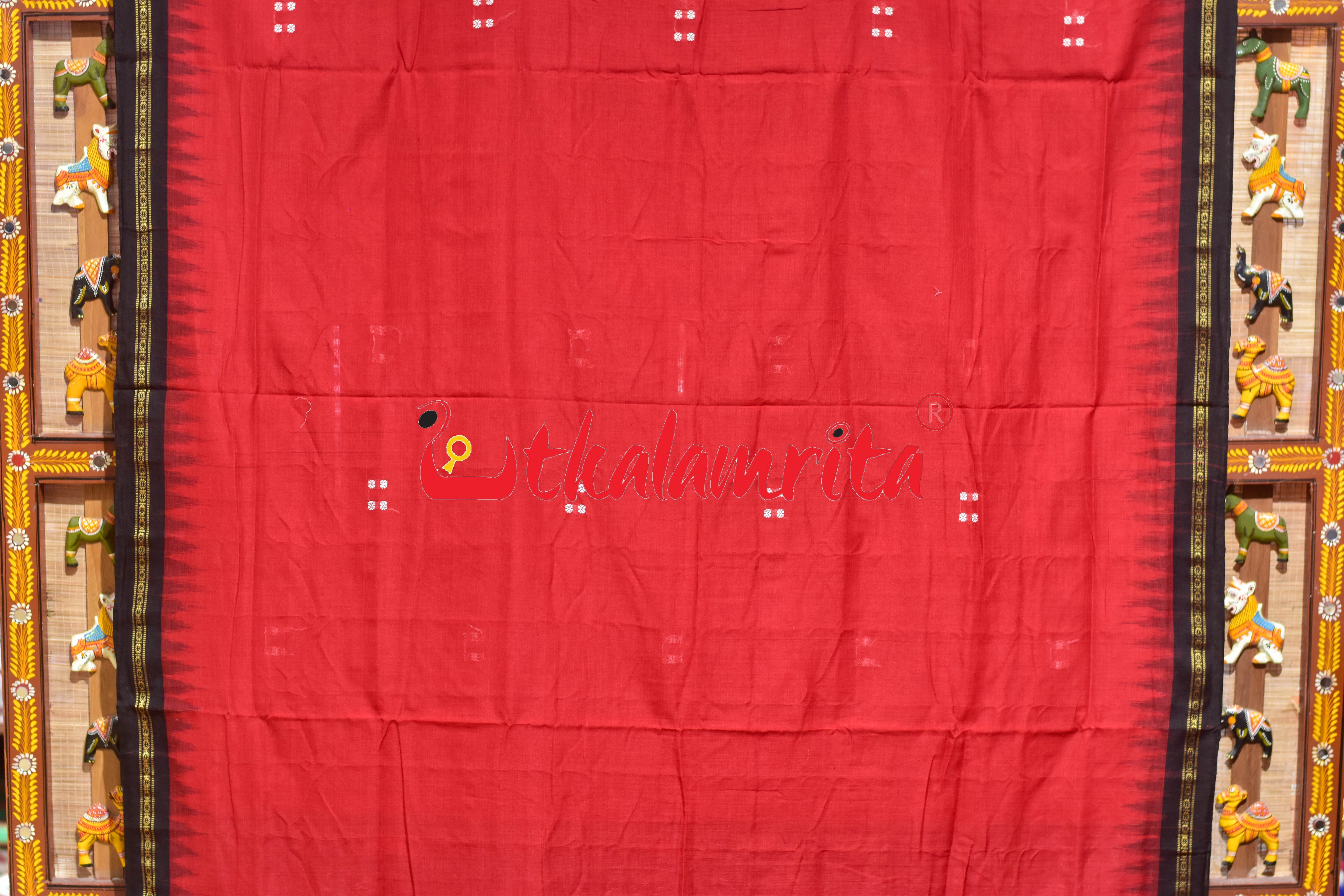 Red Black Ekphuliya Border Khandua Cotton Saree