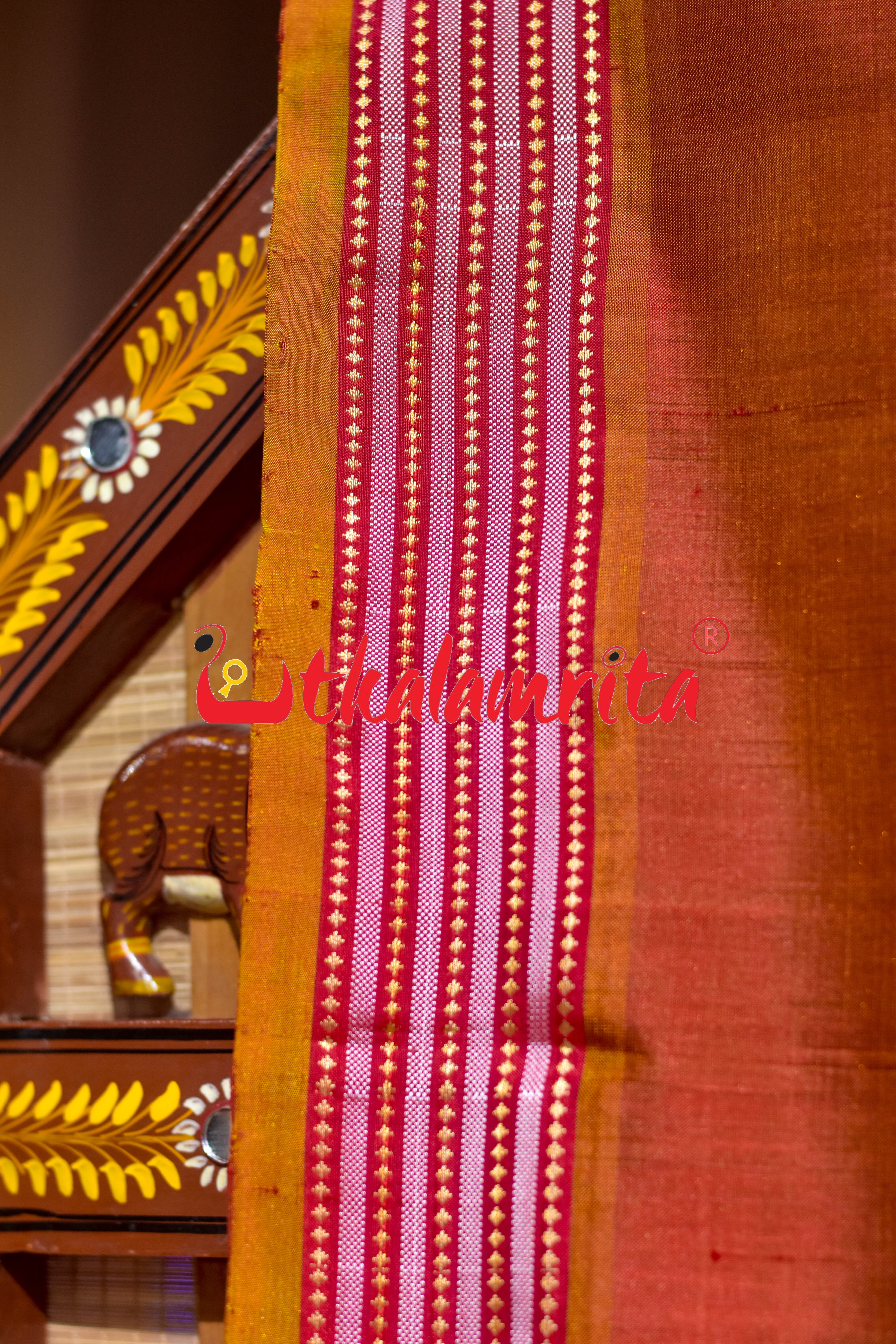 Rust Orange Khandua Silk Saree