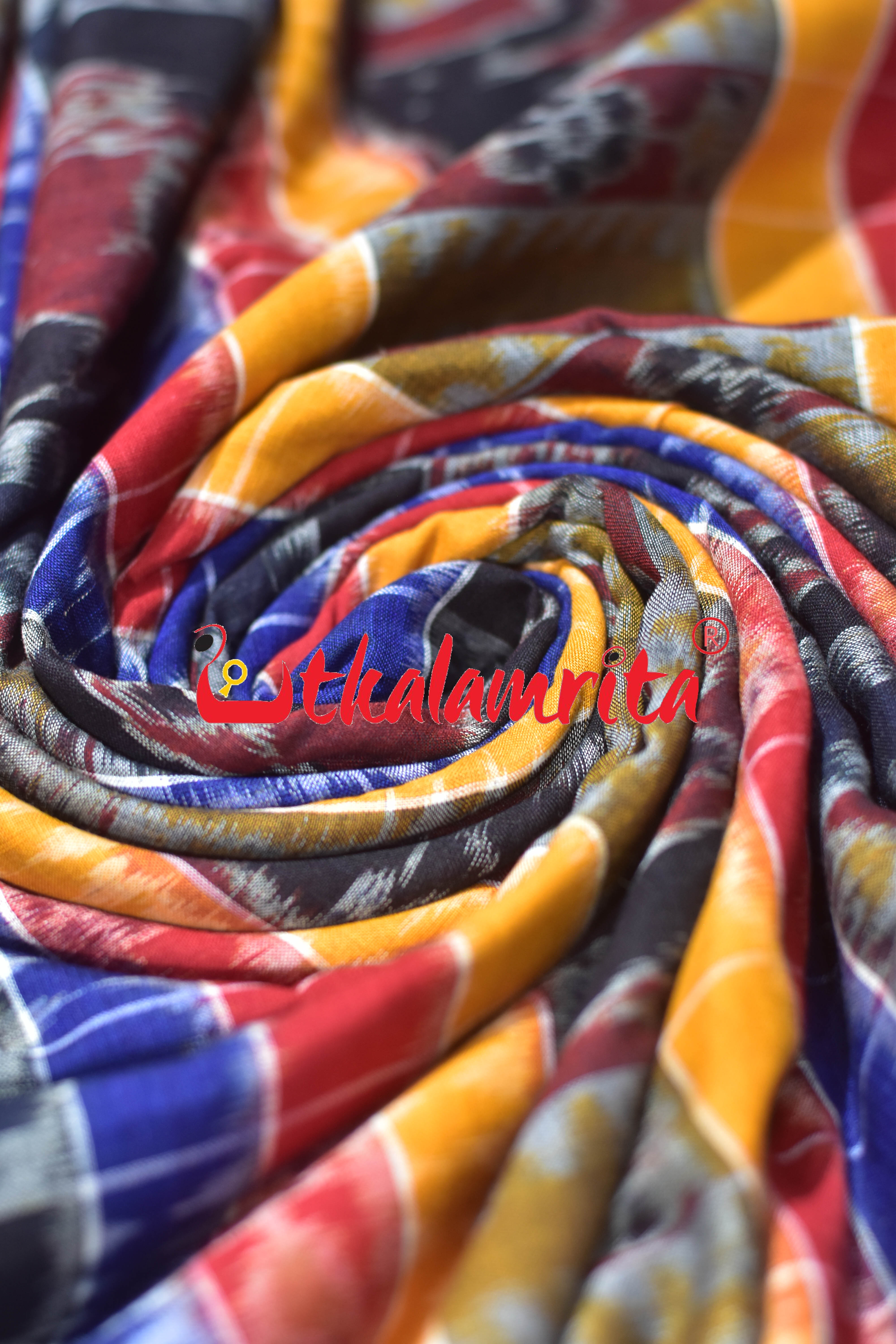 Blue Red Gaja Singha Utkala Lakhmi (Fabric)