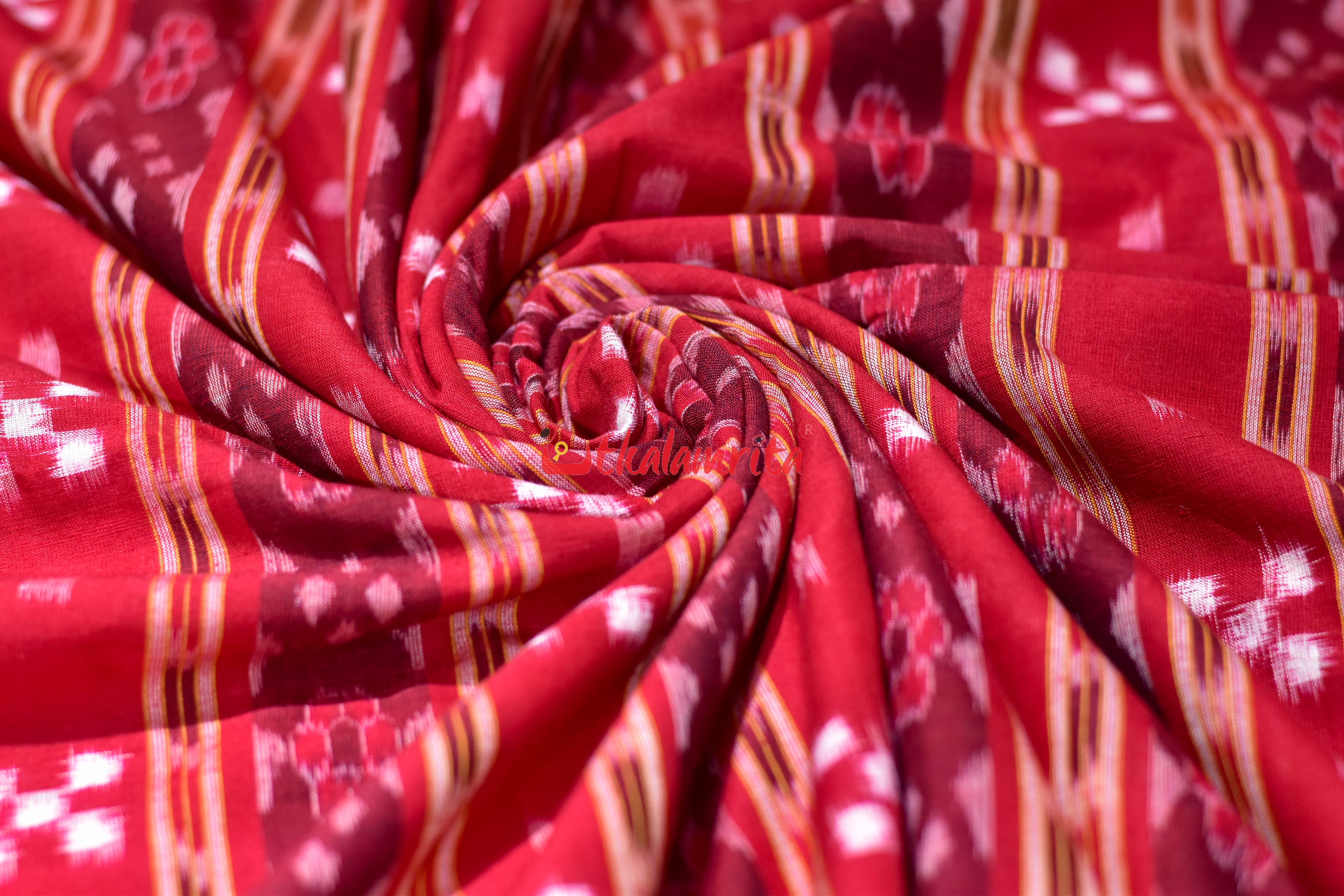 Red Flower Traditional Ikat Cotton (Fabric)