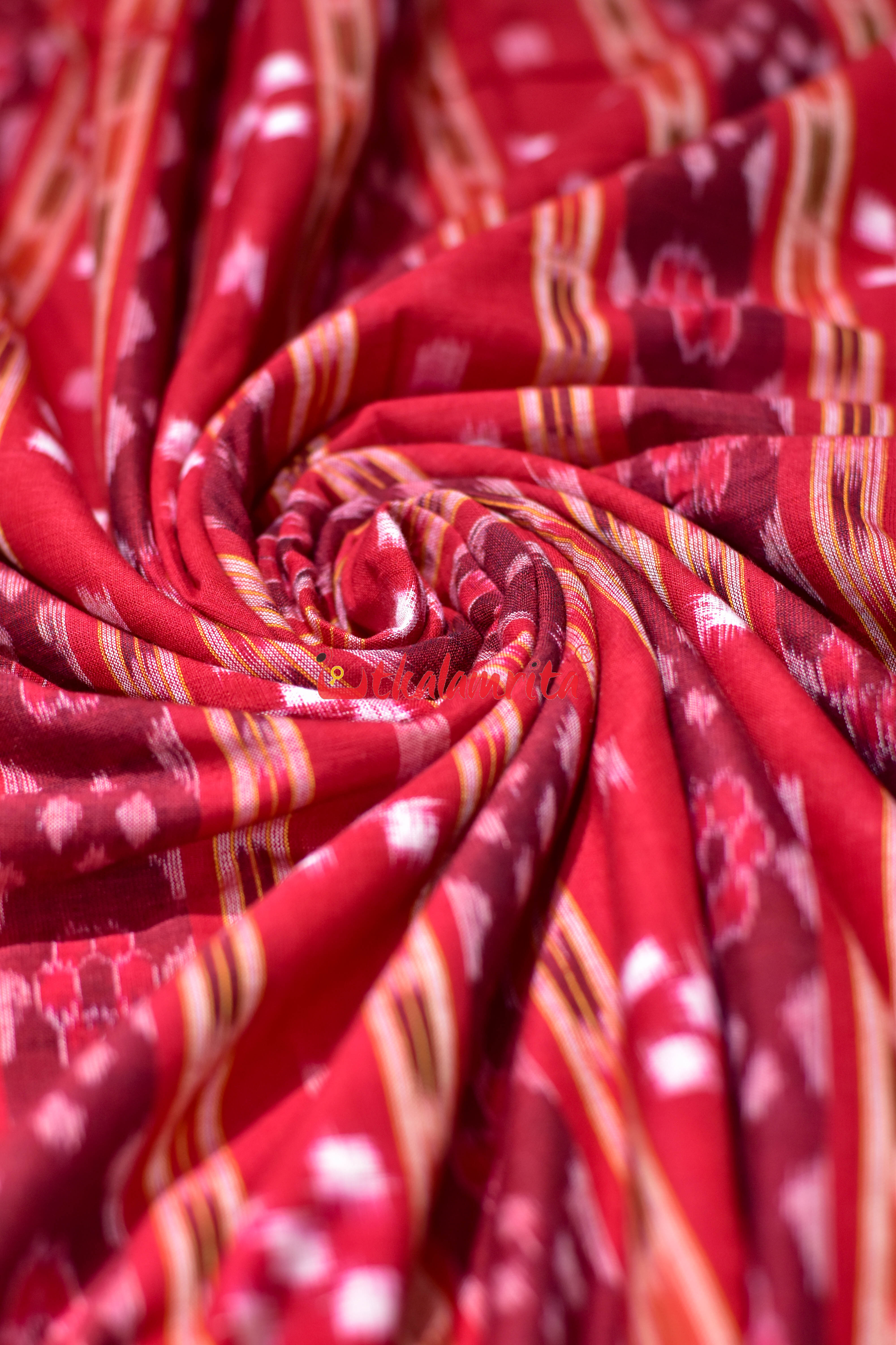 Red Flower Traditional Ikat Cotton (Fabric)