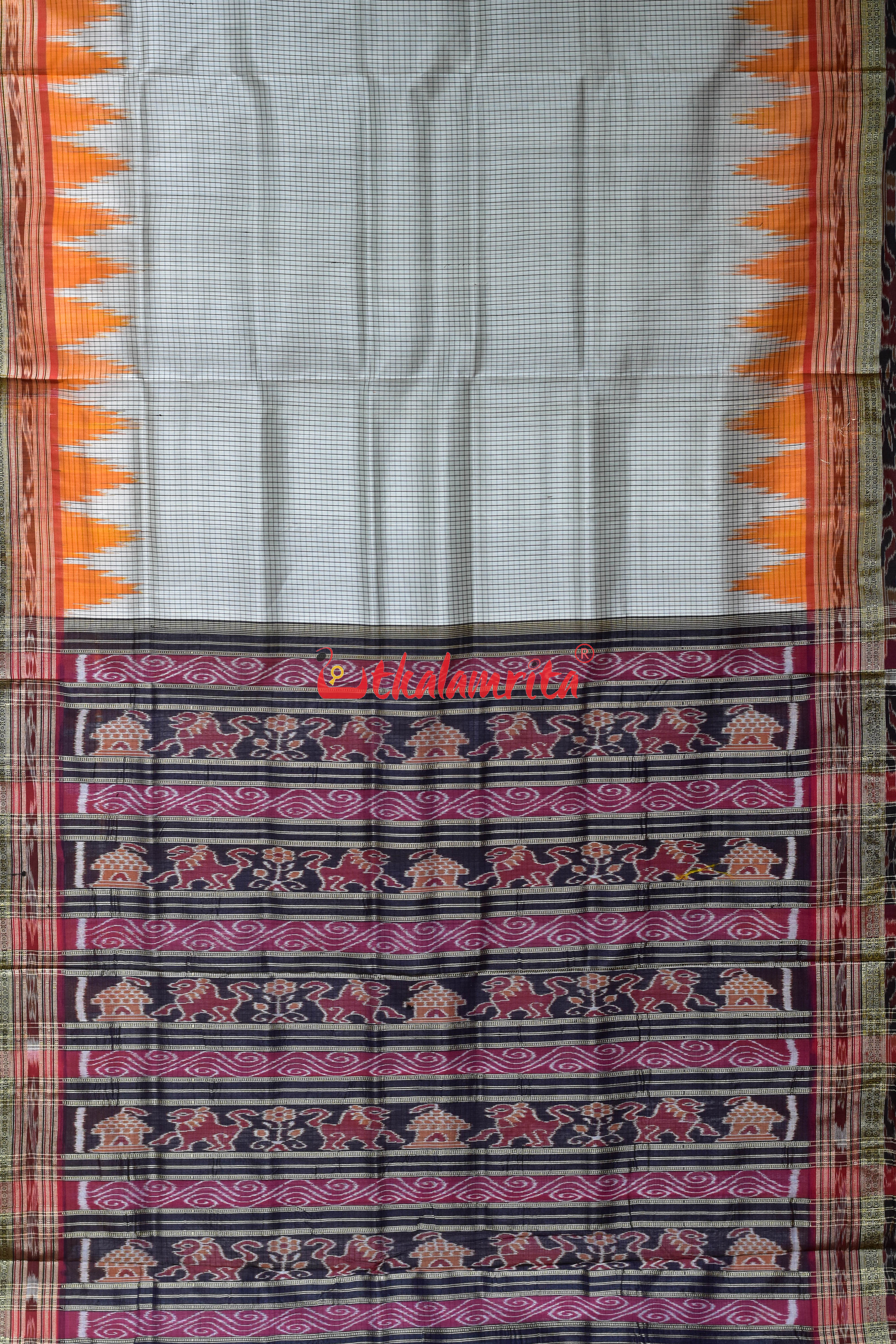 Orange Kumbha Khandua Sachipar Silk Saree