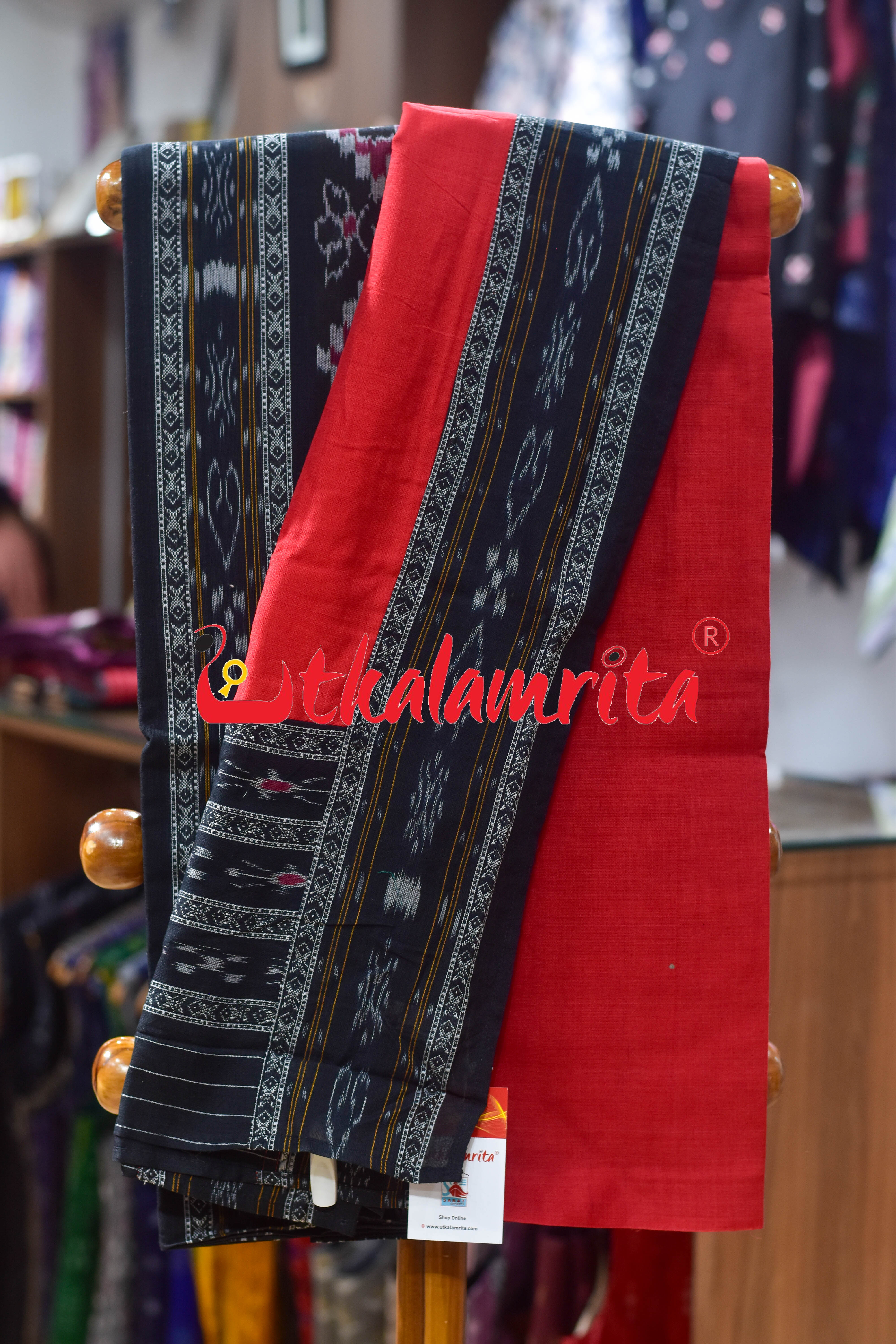 Black Red Middle Design Cotton Dress Set