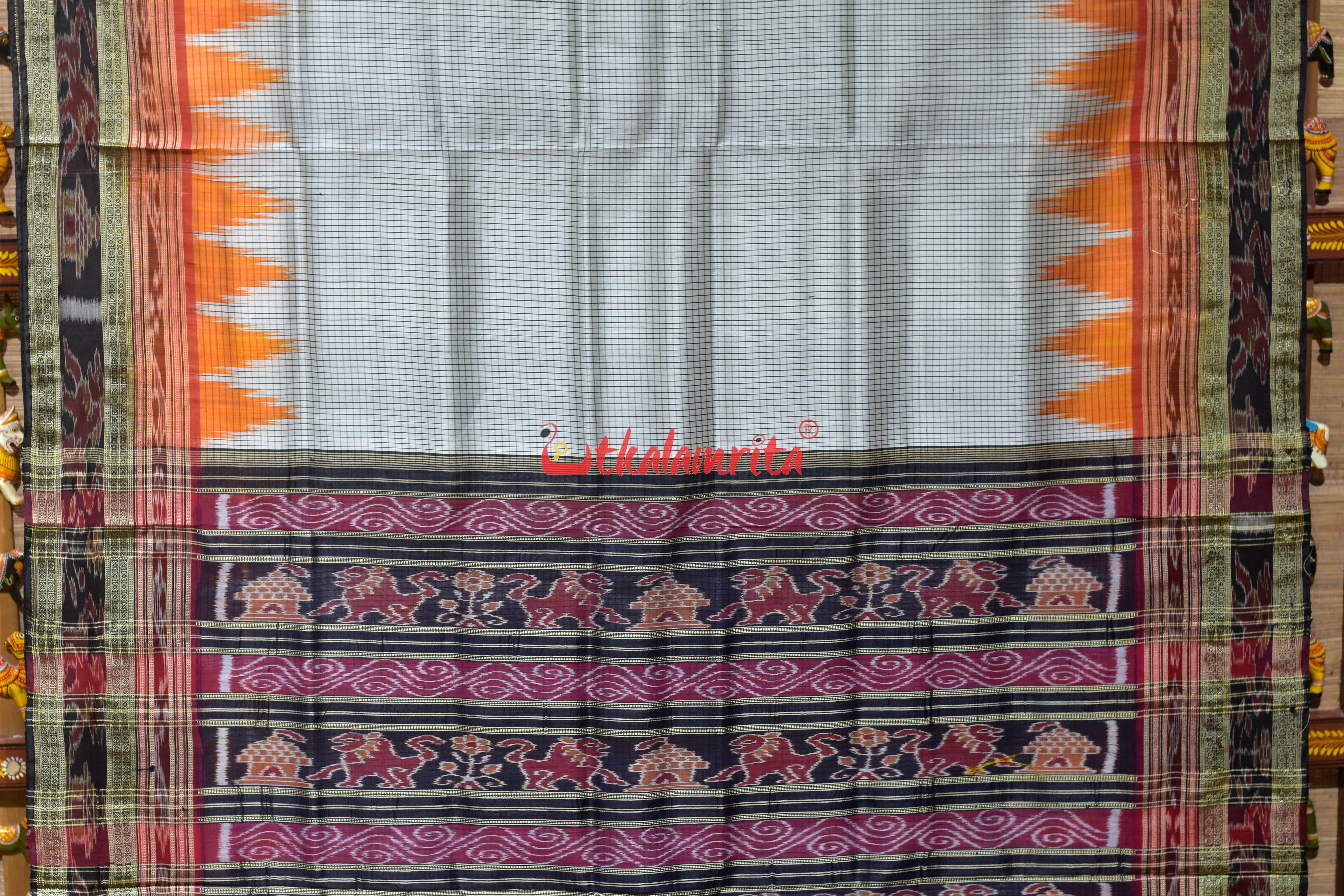 Orange Kumbha Khandua Sachipar Silk Saree