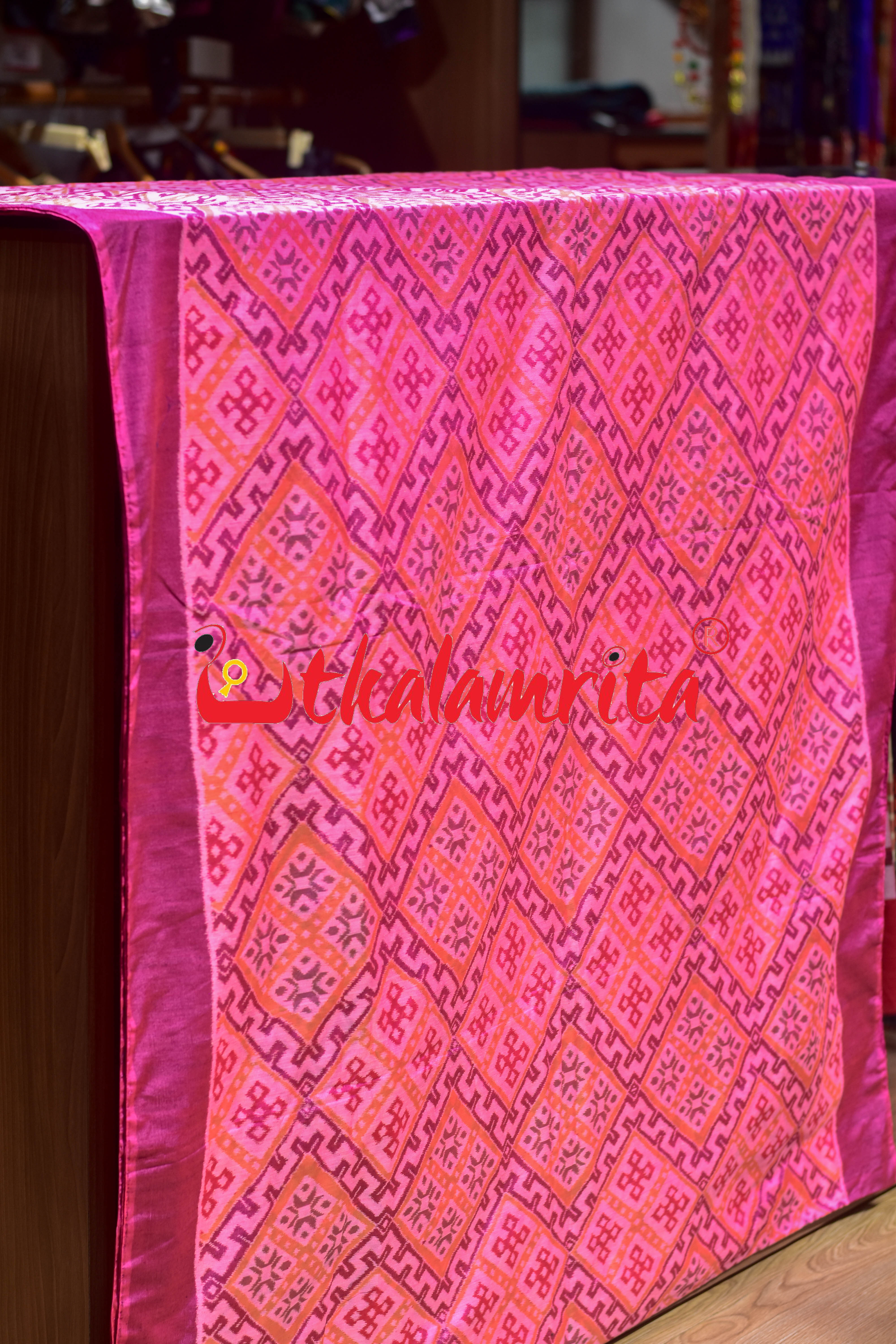 Pink Thikiri Phula Sambalpuri Bapta (Fabric)