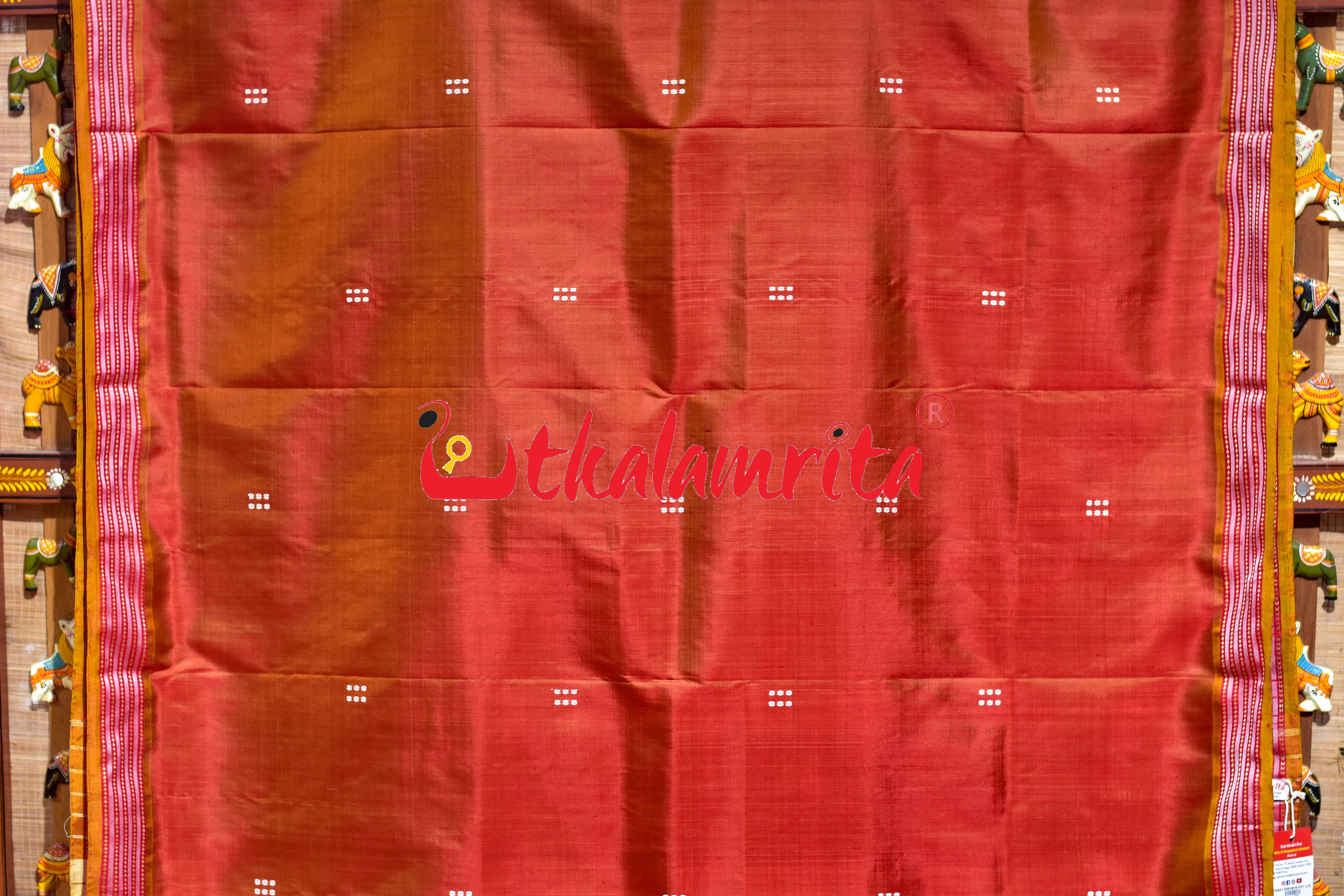 Rust Orange Khandua Silk Saree