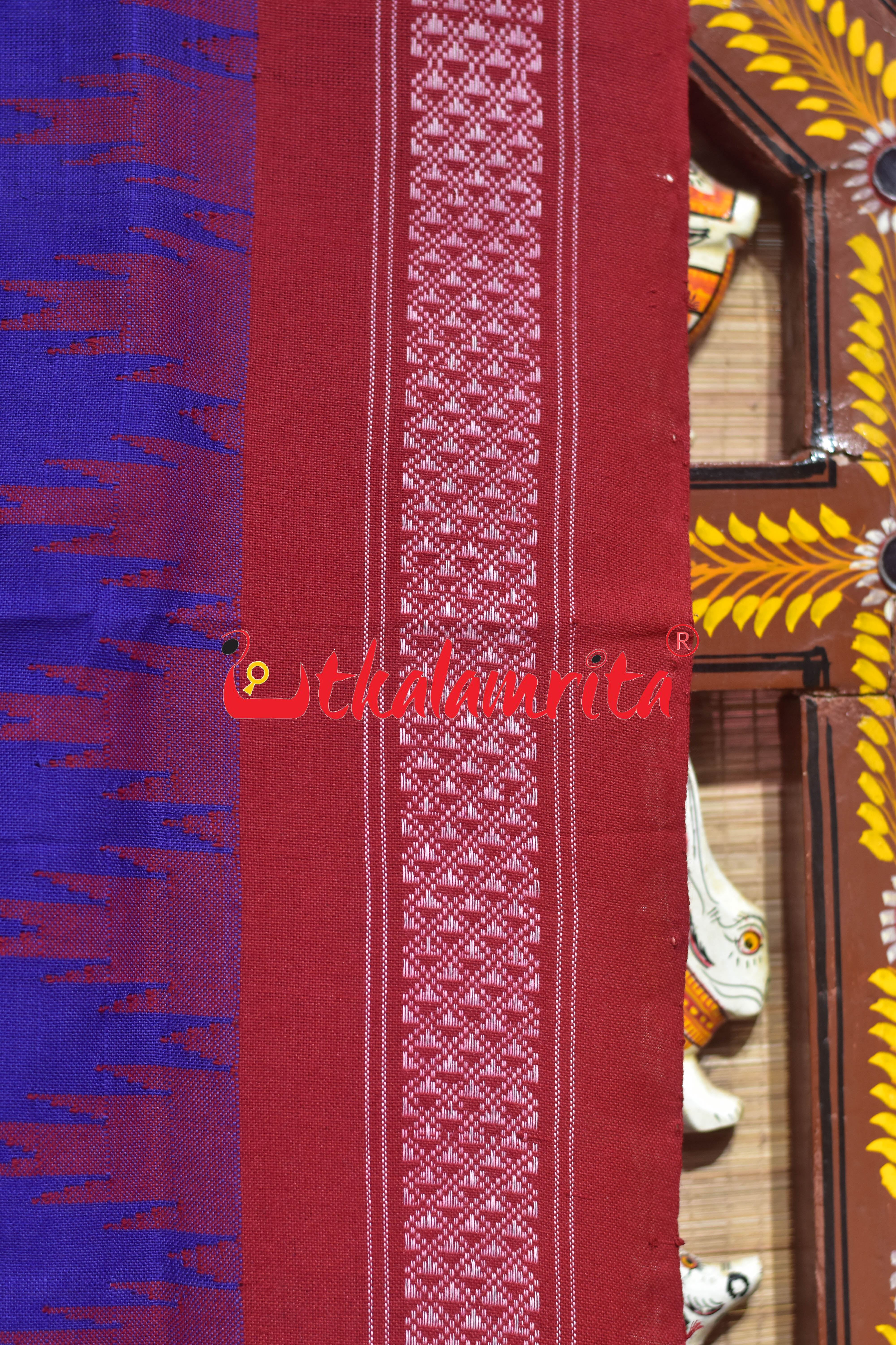 Blue Red Border Phoda Kumbha (Dupatta)