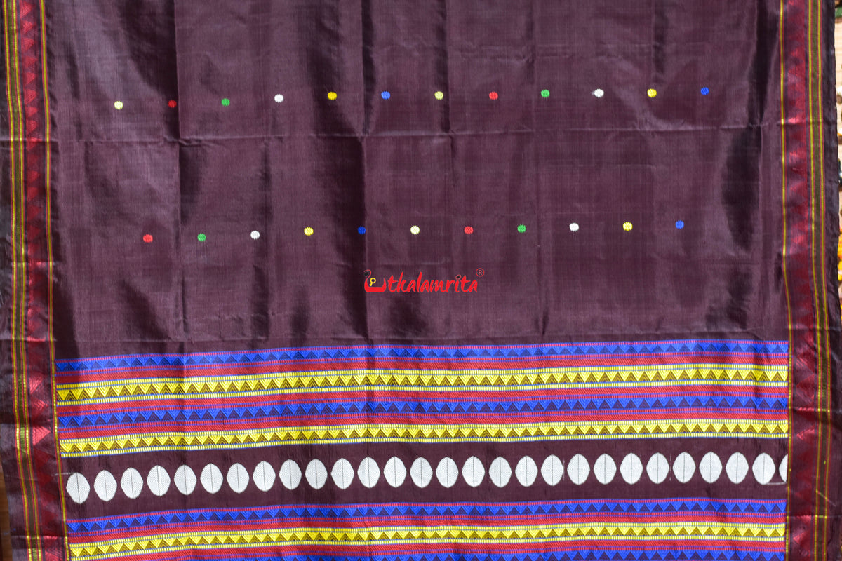 Coffee Red Multi Color Flower Buti Dongria Silk Saree