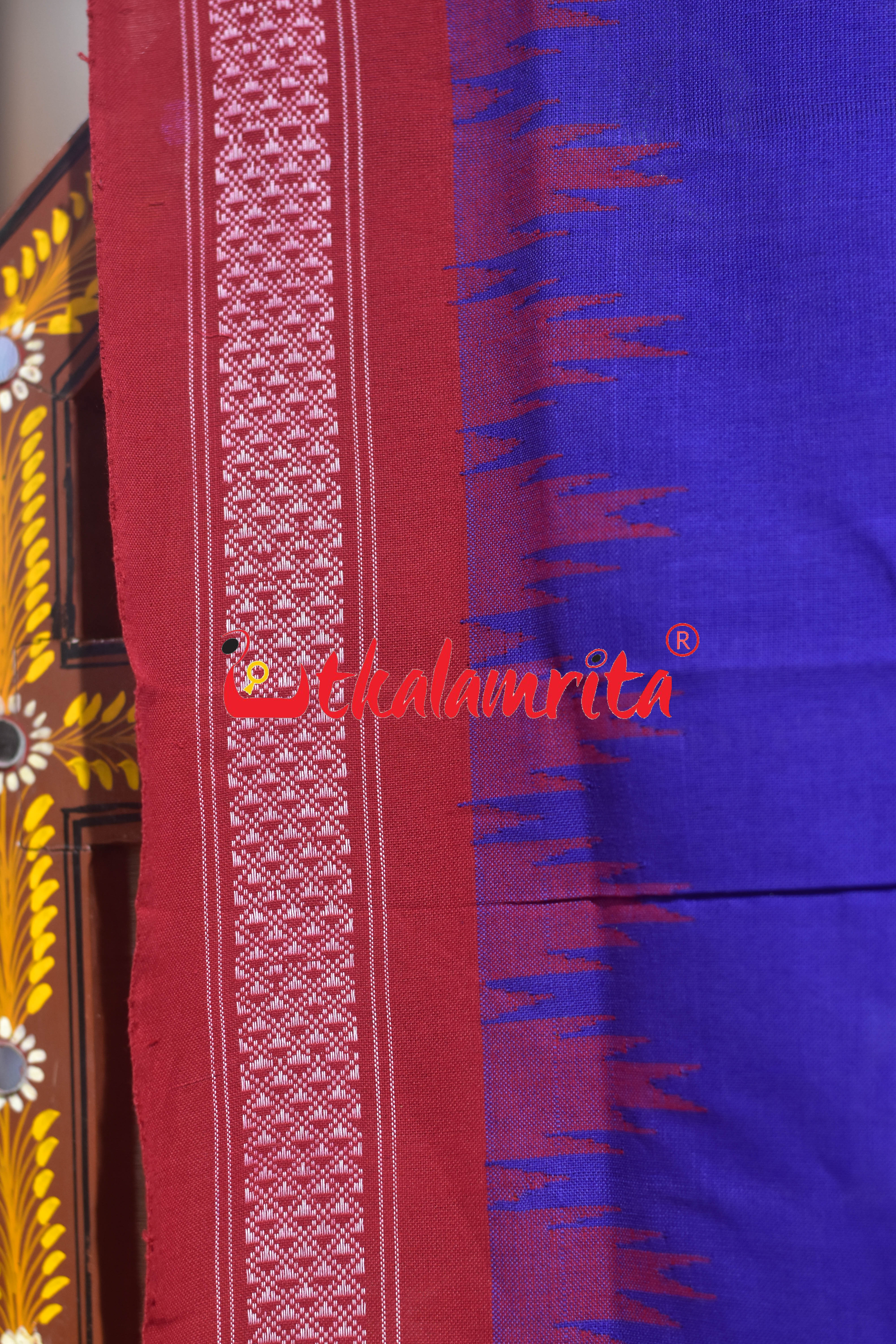 Blue Red Border Phoda Kumbha (Dupatta)