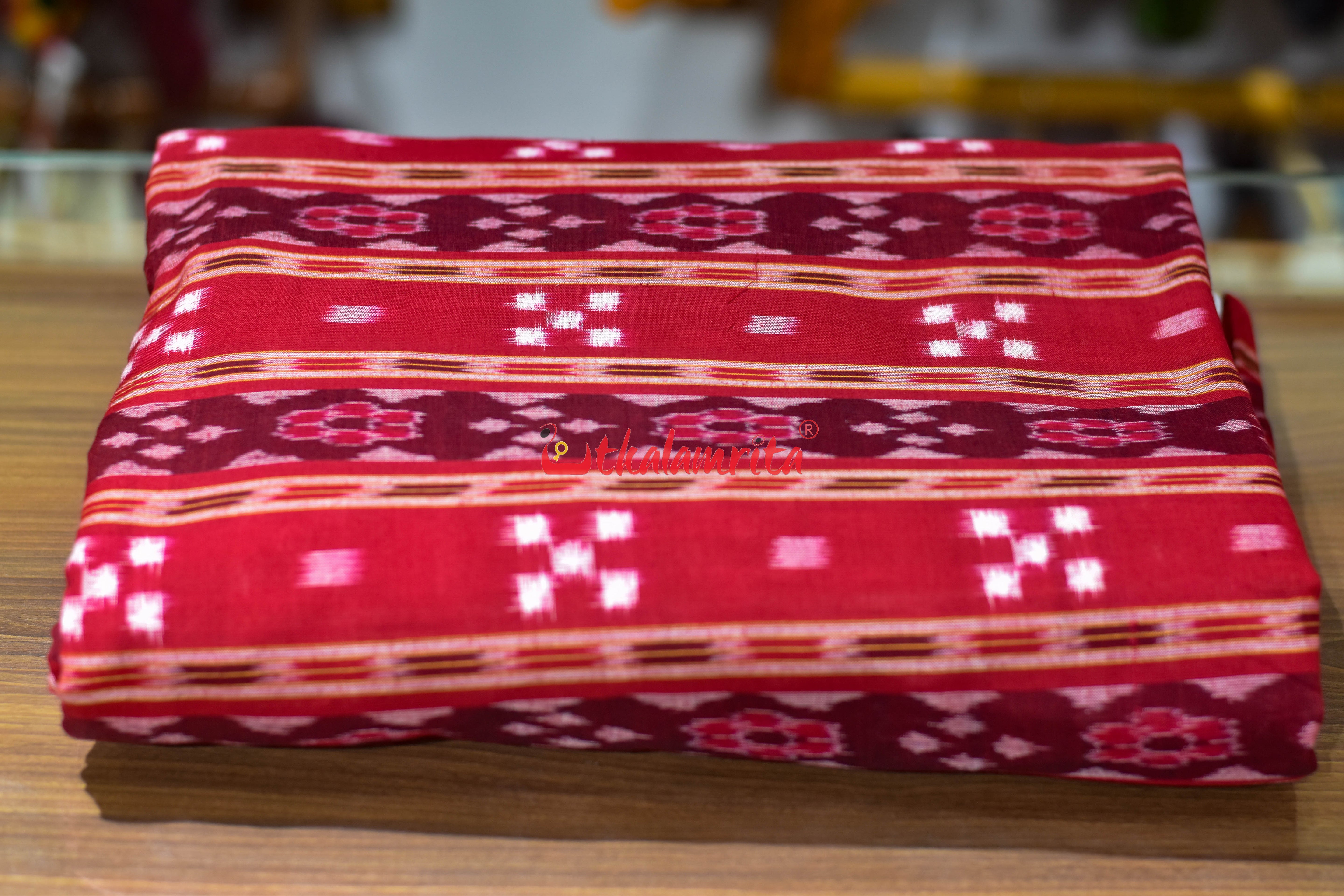 Red Flower Traditional Ikat Cotton (Fabric)