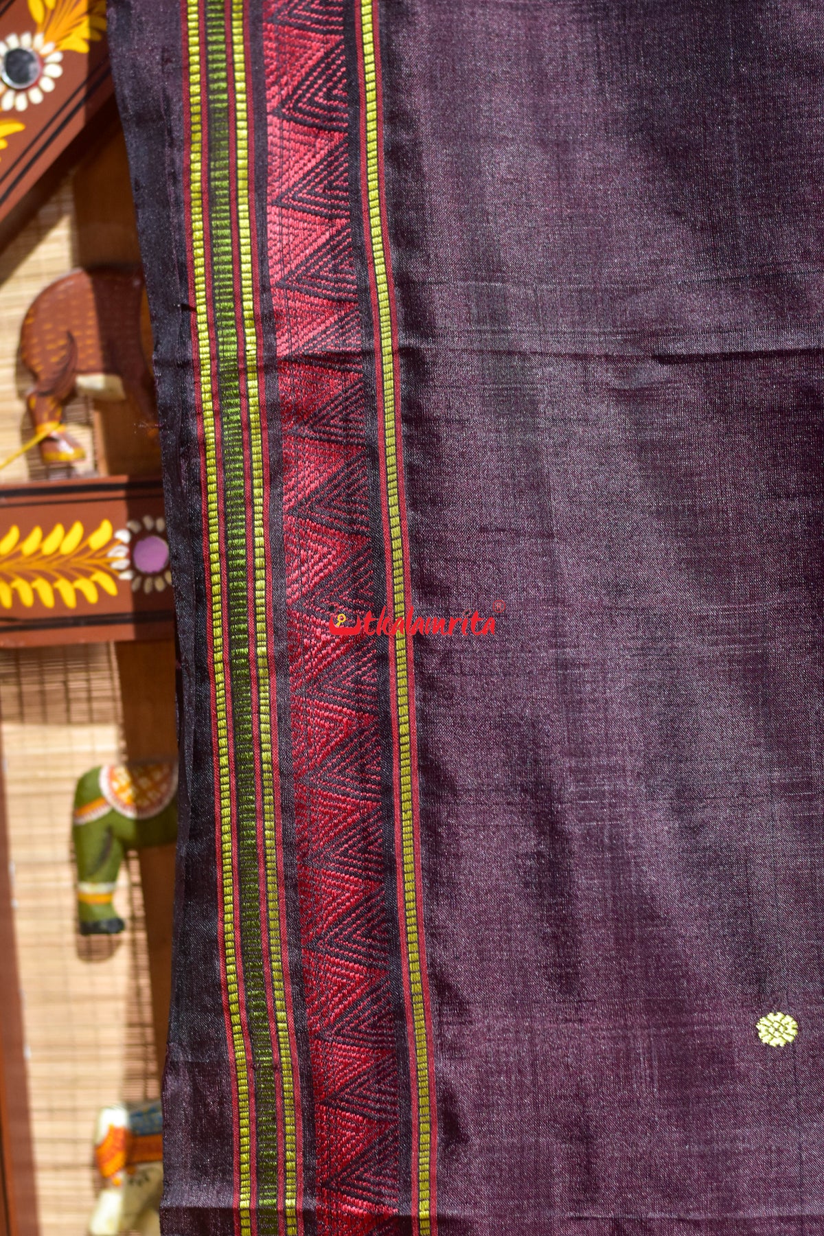Coffee Red Multi Color Flower Buti Dongria Silk Saree