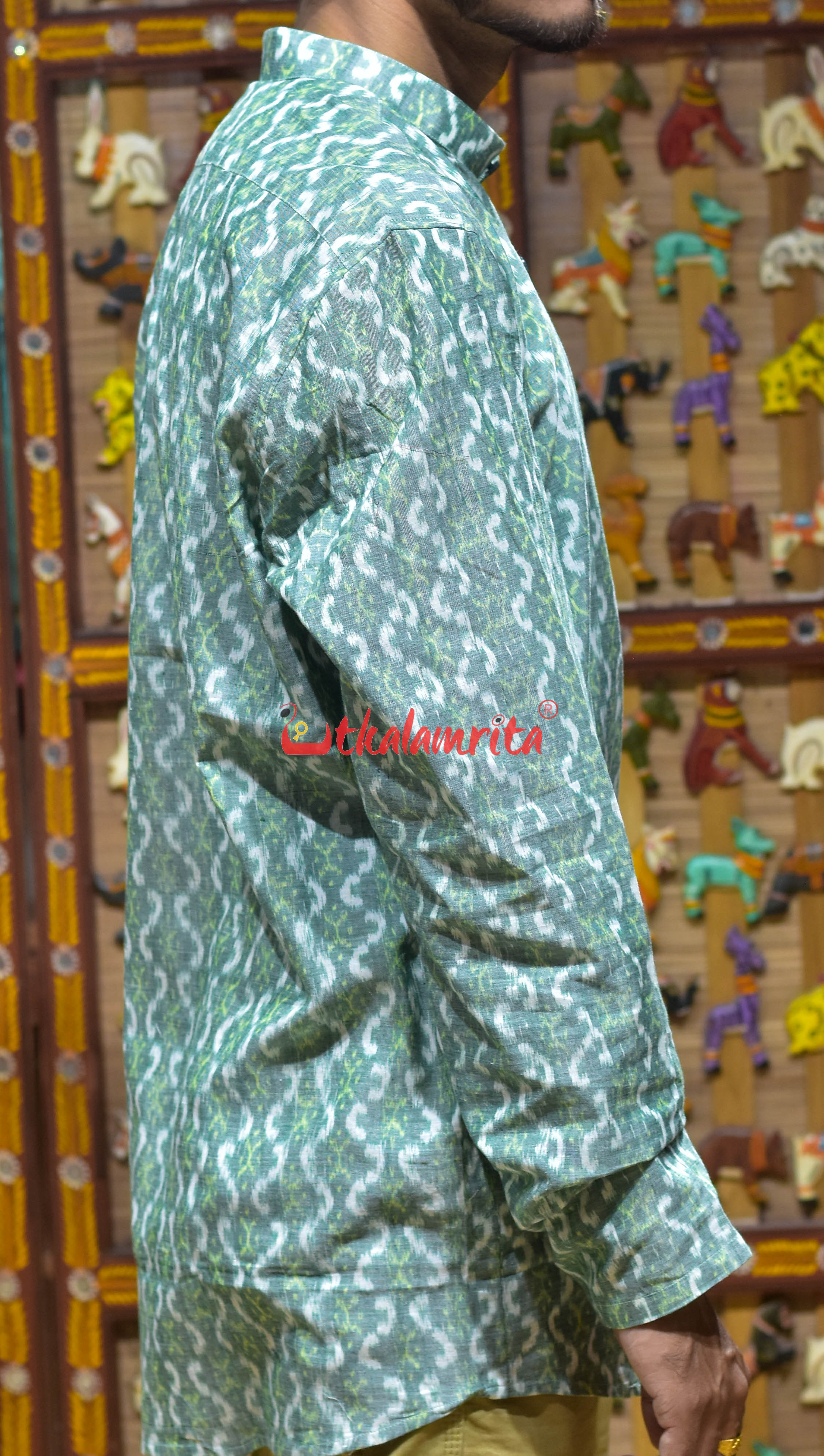 Green Damru (Men's Short Kurta)