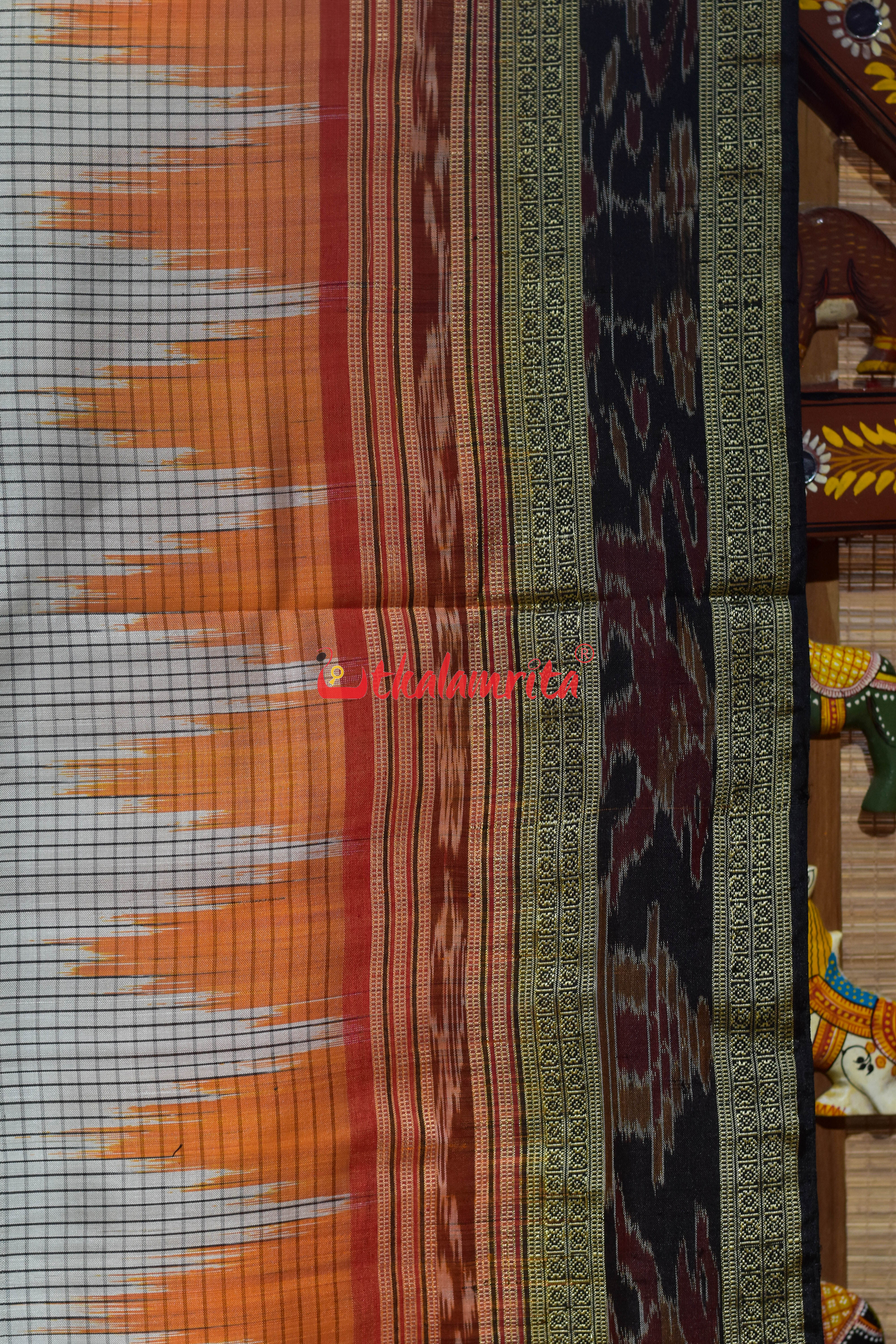 Orange Kumbha Khandua Sachipar Silk Saree