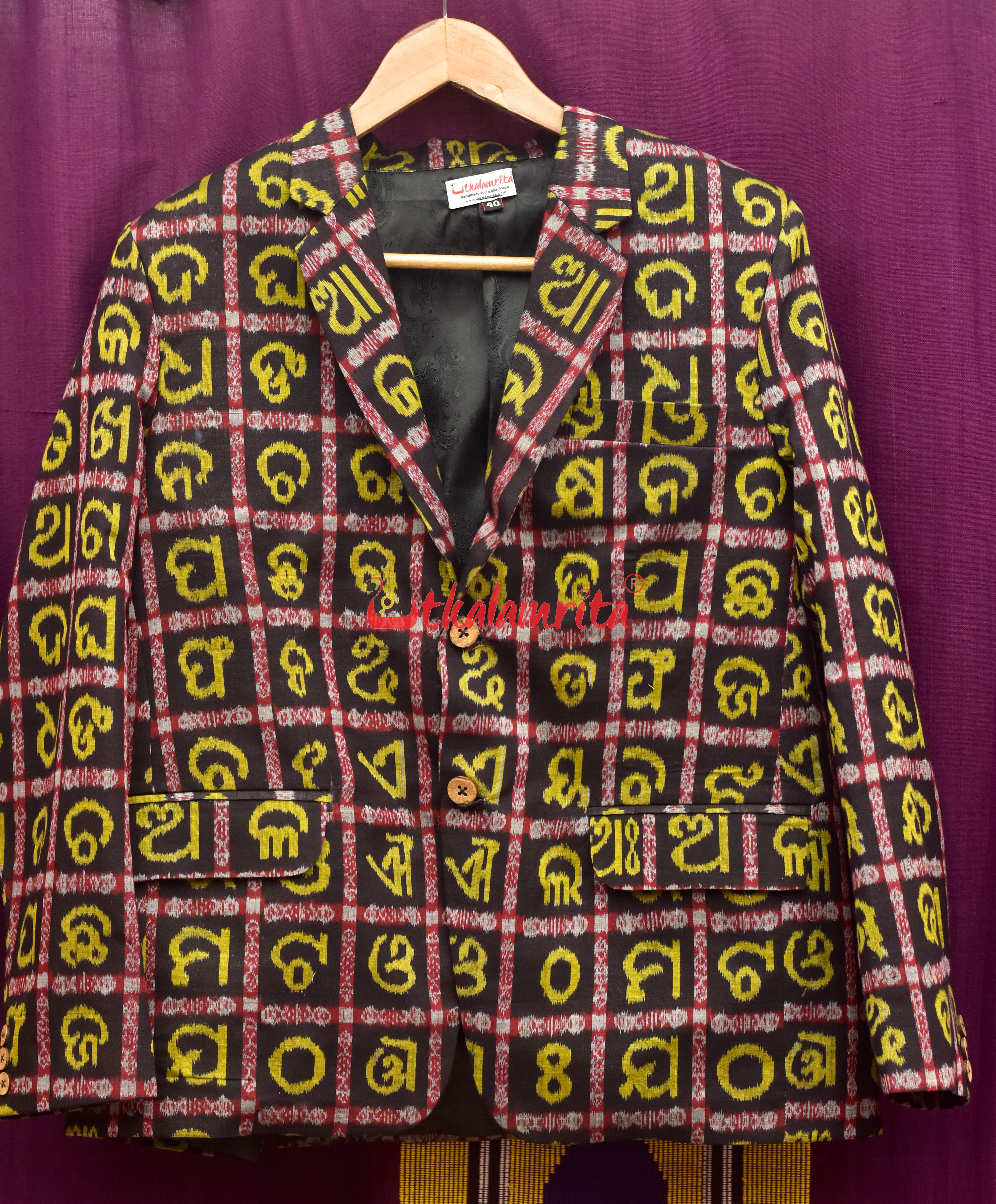 Yellow Odia Alphabets (Men's Blazer)