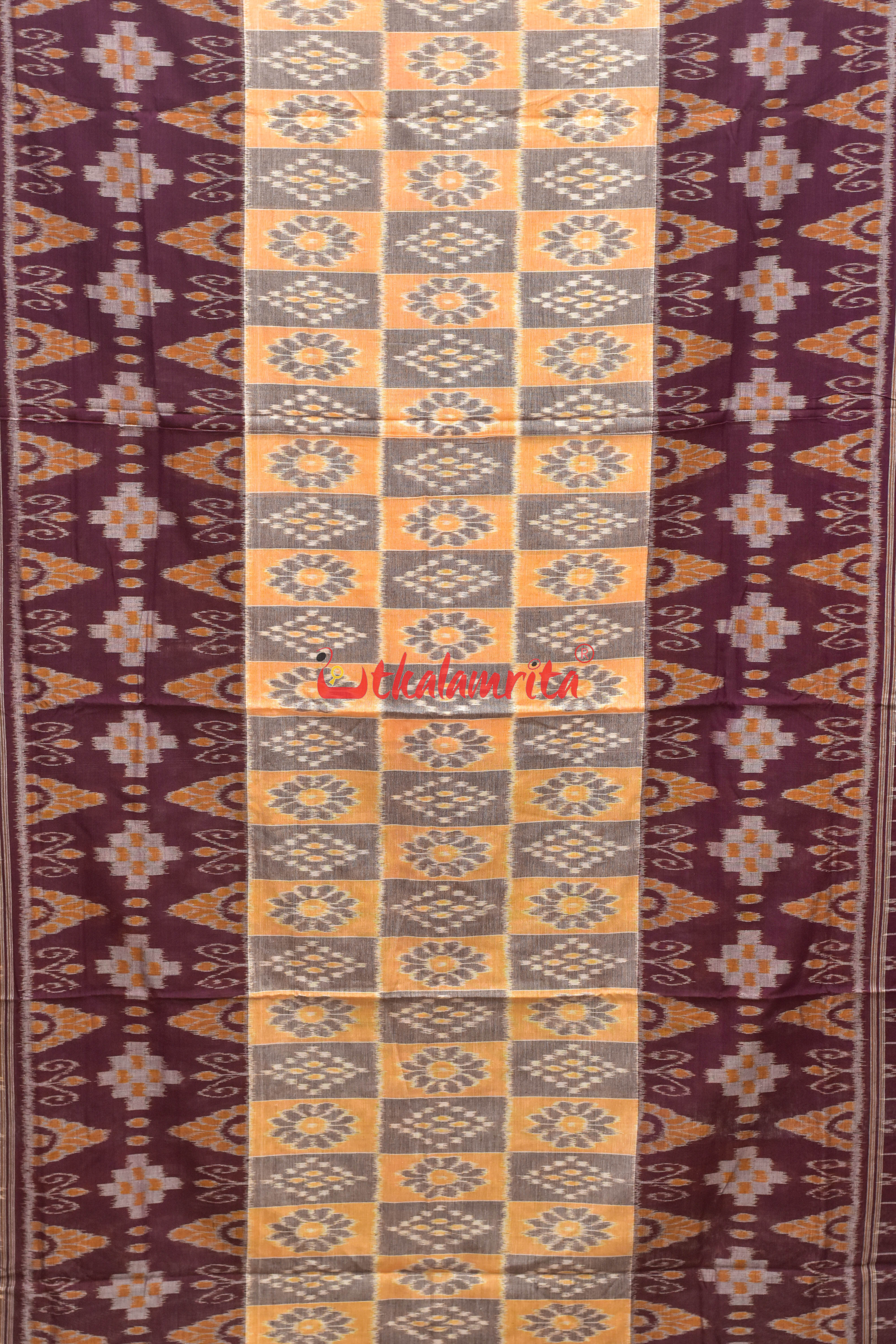 Light Peach Phula Scot Khandua Cotton Saree