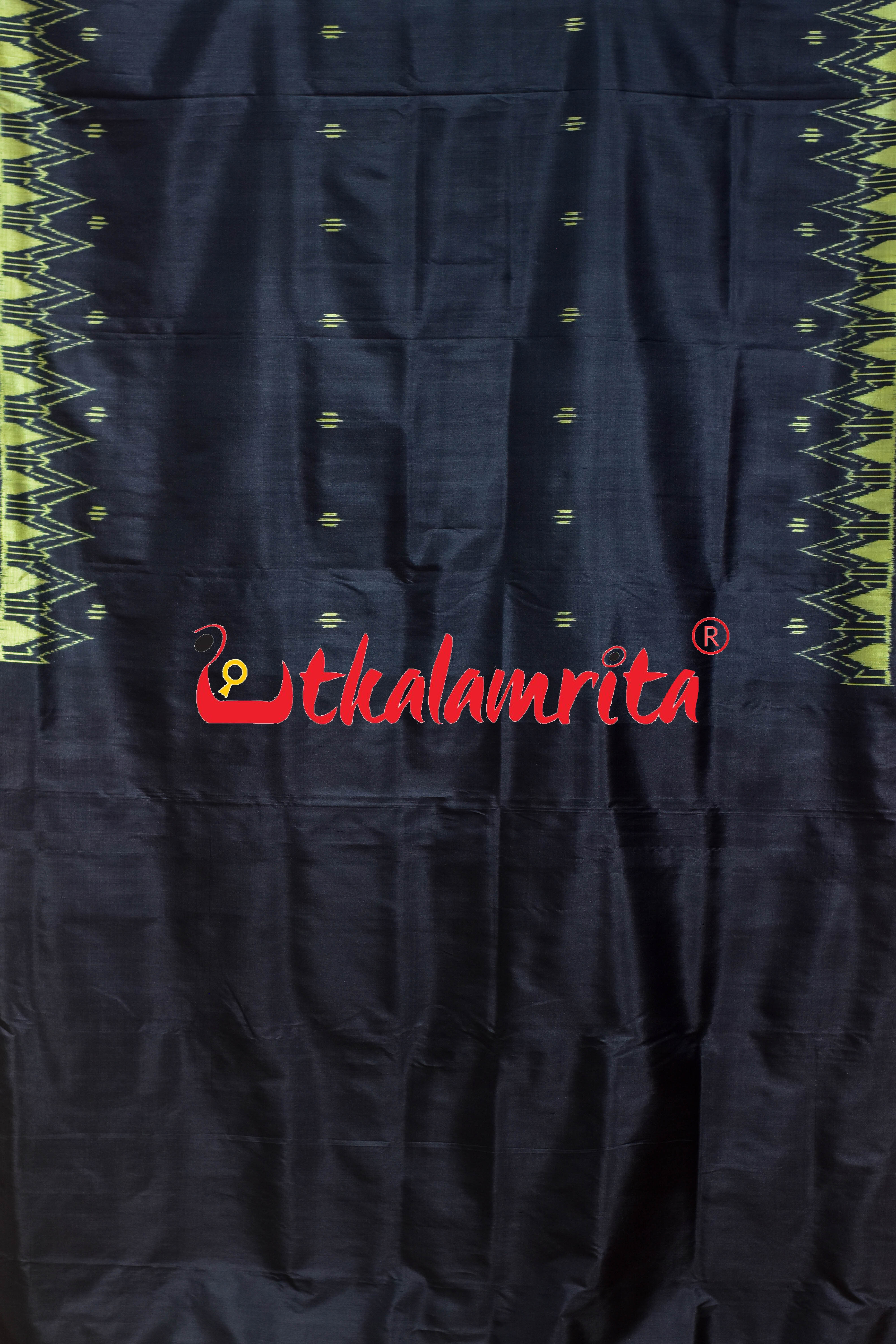 Black Lemon Temples Saura Anchal Khandua Silk Saree