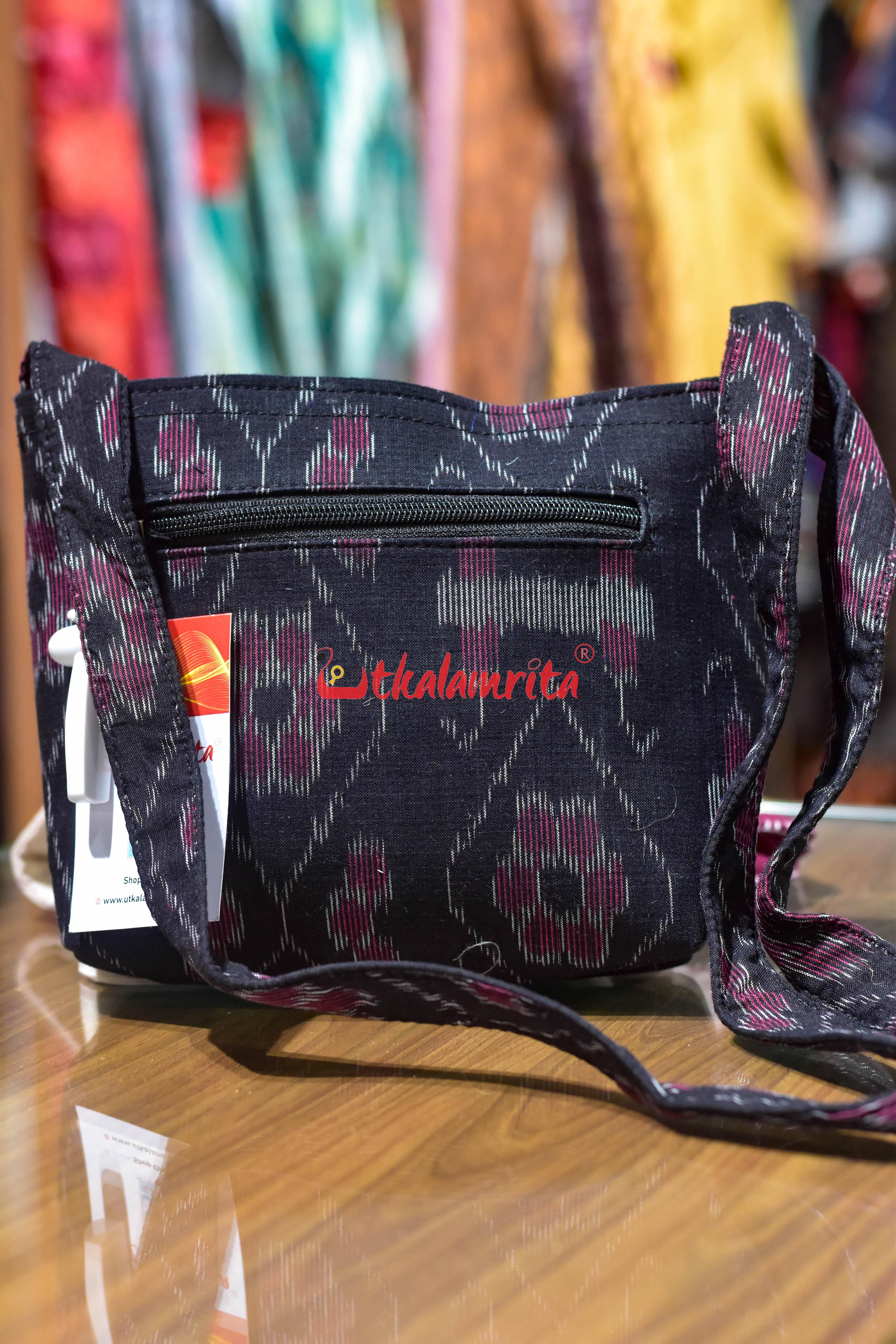 Black Flower Bandha Small Sling Bag